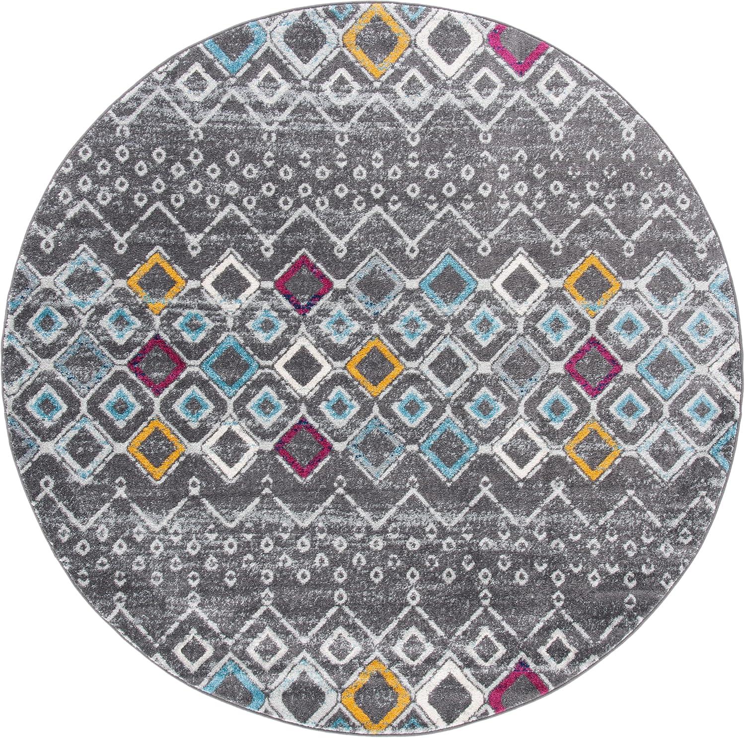 image:imageSAFAVIEH Amsterdam Collection Area Rug 8 x 10 Ivory amp Multi Moroccan Boho Design NonShedding amp Easy Care Ideal for High Traffic Areas in Living Room Bedroom AMS108KDark GreyIvory