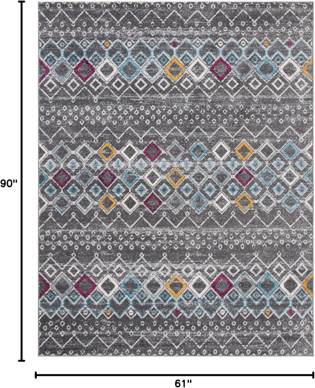 image:imageSAFAVIEH Amsterdam Collection Area Rug 8 x 10 Ivory amp Multi Moroccan Boho Design NonShedding amp Easy Care Ideal for High Traffic Areas in Living Room Bedroom AMS108KDark GreyIvory