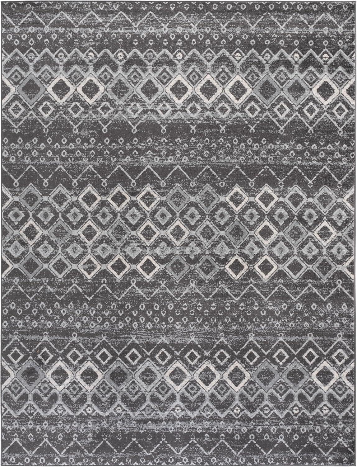 image:imageSAFAVIEH Amsterdam Collection Area Rug 8 x 10 Ivory amp Multi Moroccan Boho Design NonShedding amp Easy Care Ideal for High Traffic Areas in Living Room Bedroom AMS108KDark GreyLight Grey
