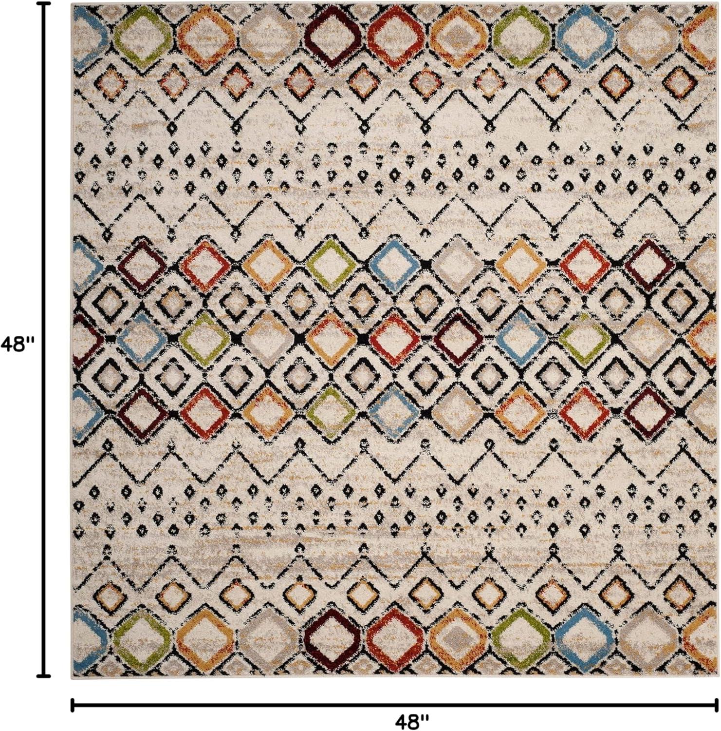 image:imageSAFAVIEH Amsterdam Collection Area Rug 8 x 10 Ivory amp Multi Moroccan Boho Design NonShedding amp Easy Care Ideal for High Traffic Areas in Living Room Bedroom AMS108KIvoryMulti