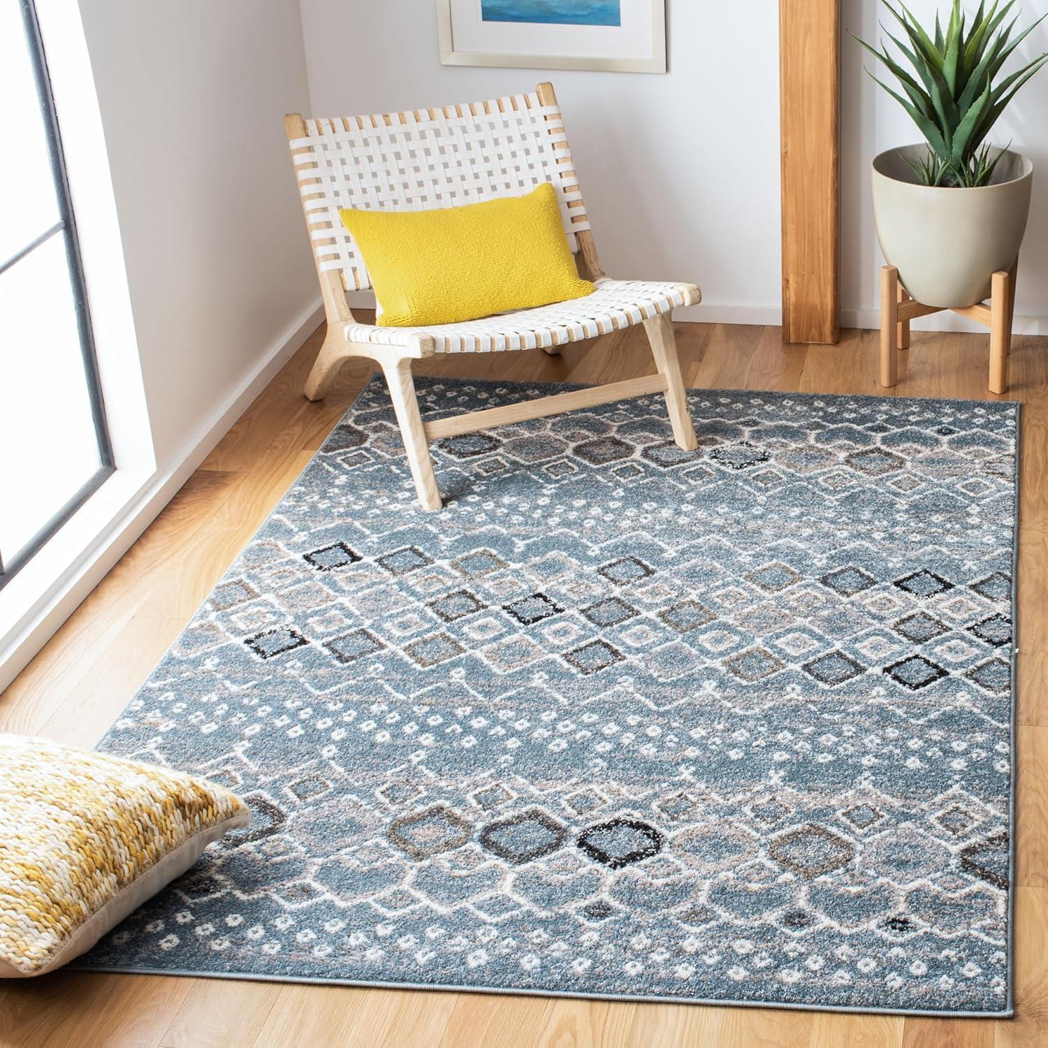 image:imageSAFAVIEH Amsterdam Collection Area Rug 8 x 10 Ivory amp Multi Moroccan Boho Design NonShedding amp Easy Care Ideal for High Traffic Areas in Living Room Bedroom AMS108KBlueIvory