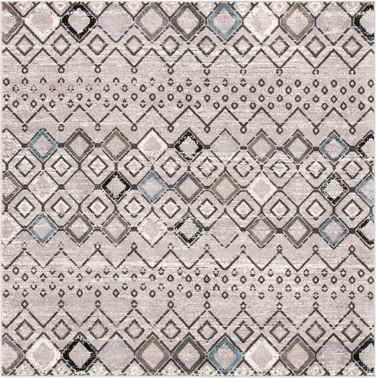 image:imageSAFAVIEH Amsterdam Collection Area Rug 8 x 10 Ivory amp Multi Moroccan Boho Design NonShedding amp Easy Care Ideal for High Traffic Areas in Living Room Bedroom AMS108KLight GreyBrown