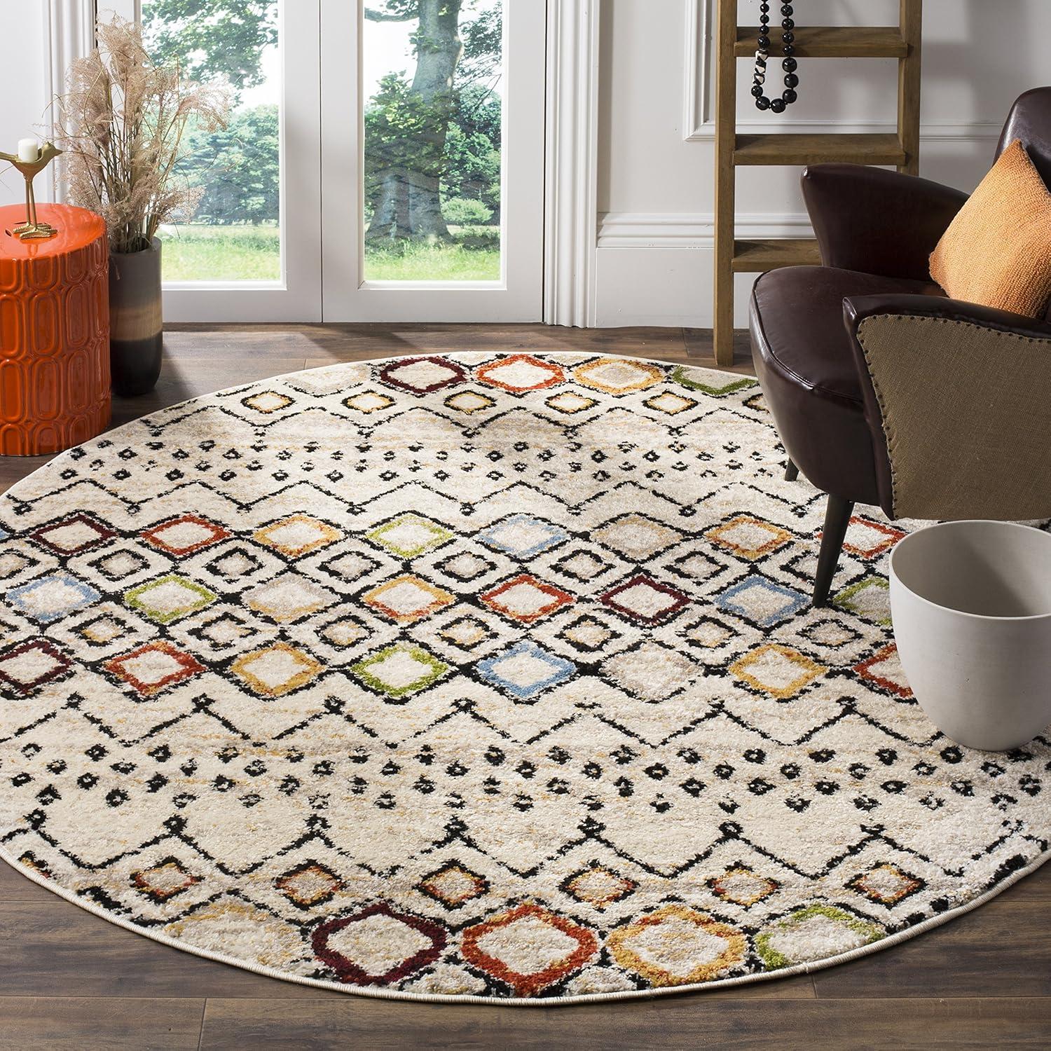 image:imageSAFAVIEH Amsterdam Collection Area Rug 8 x 10 Ivory amp Multi Moroccan Boho Design NonShedding amp Easy Care Ideal for High Traffic Areas in Living Room Bedroom AMS108KIvoryMulti