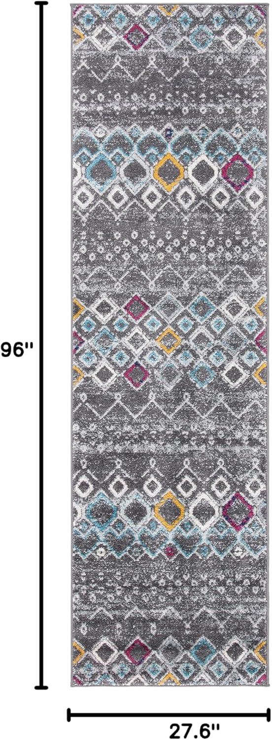 image:imageSAFAVIEH Amsterdam Collection Area Rug 8 x 10 Ivory amp Multi Moroccan Boho Design NonShedding amp Easy Care Ideal for High Traffic Areas in Living Room Bedroom AMS108KDark GreyIvory