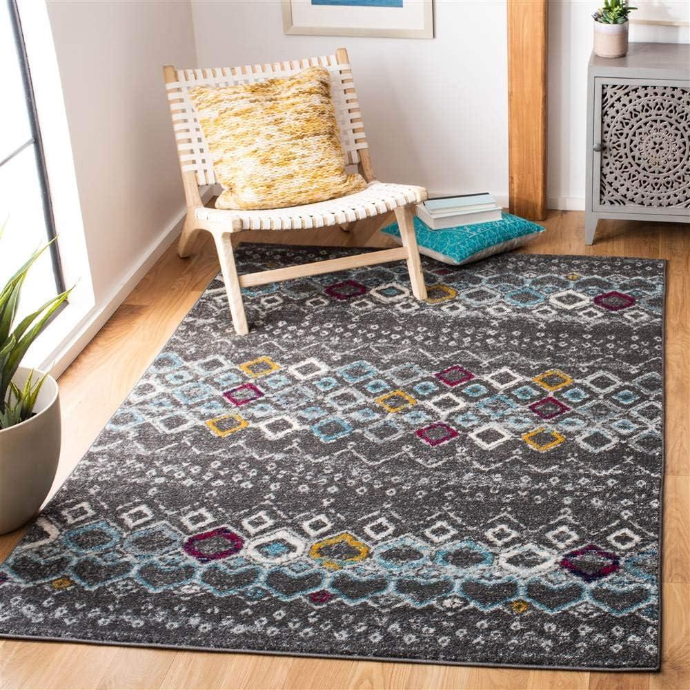image:imageSAFAVIEH Amsterdam Collection Area Rug 8 x 10 Ivory amp Multi Moroccan Boho Design NonShedding amp Easy Care Ideal for High Traffic Areas in Living Room Bedroom AMS108KDark GreyIvory