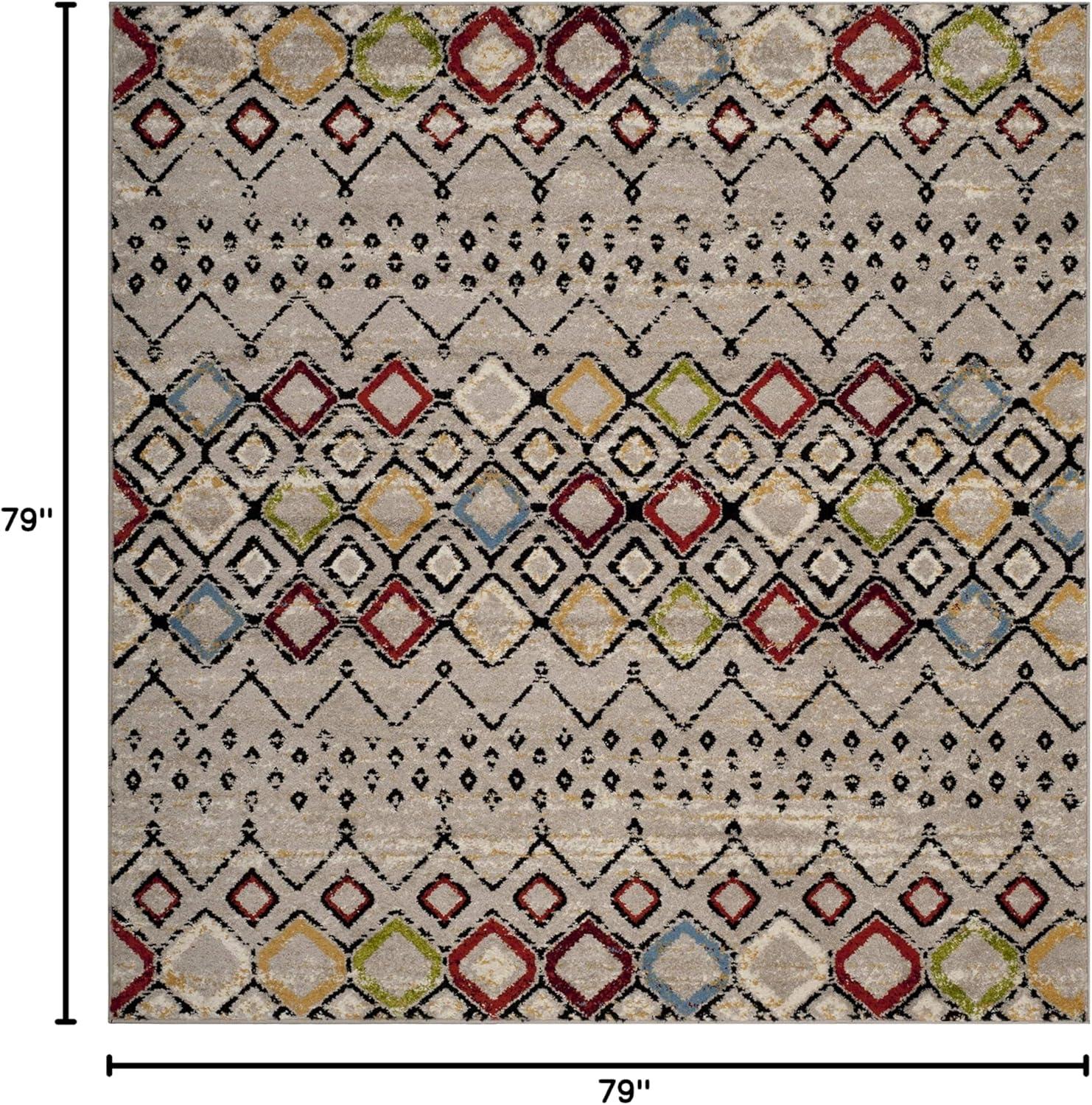image:imageSAFAVIEH Amsterdam Collection Area Rug 8 x 10 Ivory amp Multi Moroccan Boho Design NonShedding amp Easy Care Ideal for High Traffic Areas in Living Room Bedroom AMS108KLight GreyMulti