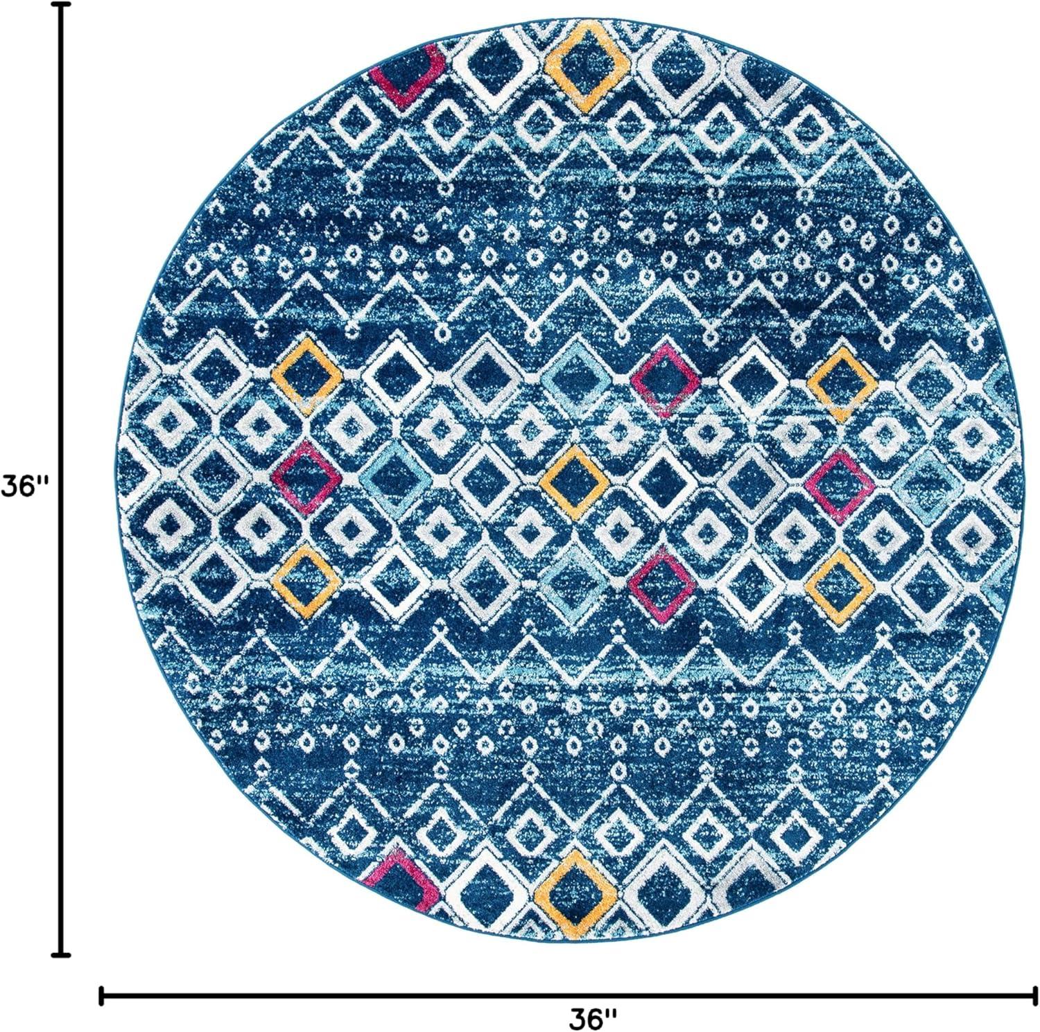 image:imageSAFAVIEH Amsterdam Collection Area Rug 8 x 10 Ivory amp Multi Moroccan Boho Design NonShedding amp Easy Care Ideal for High Traffic Areas in Living Room Bedroom AMS108KNavyTurquoise
