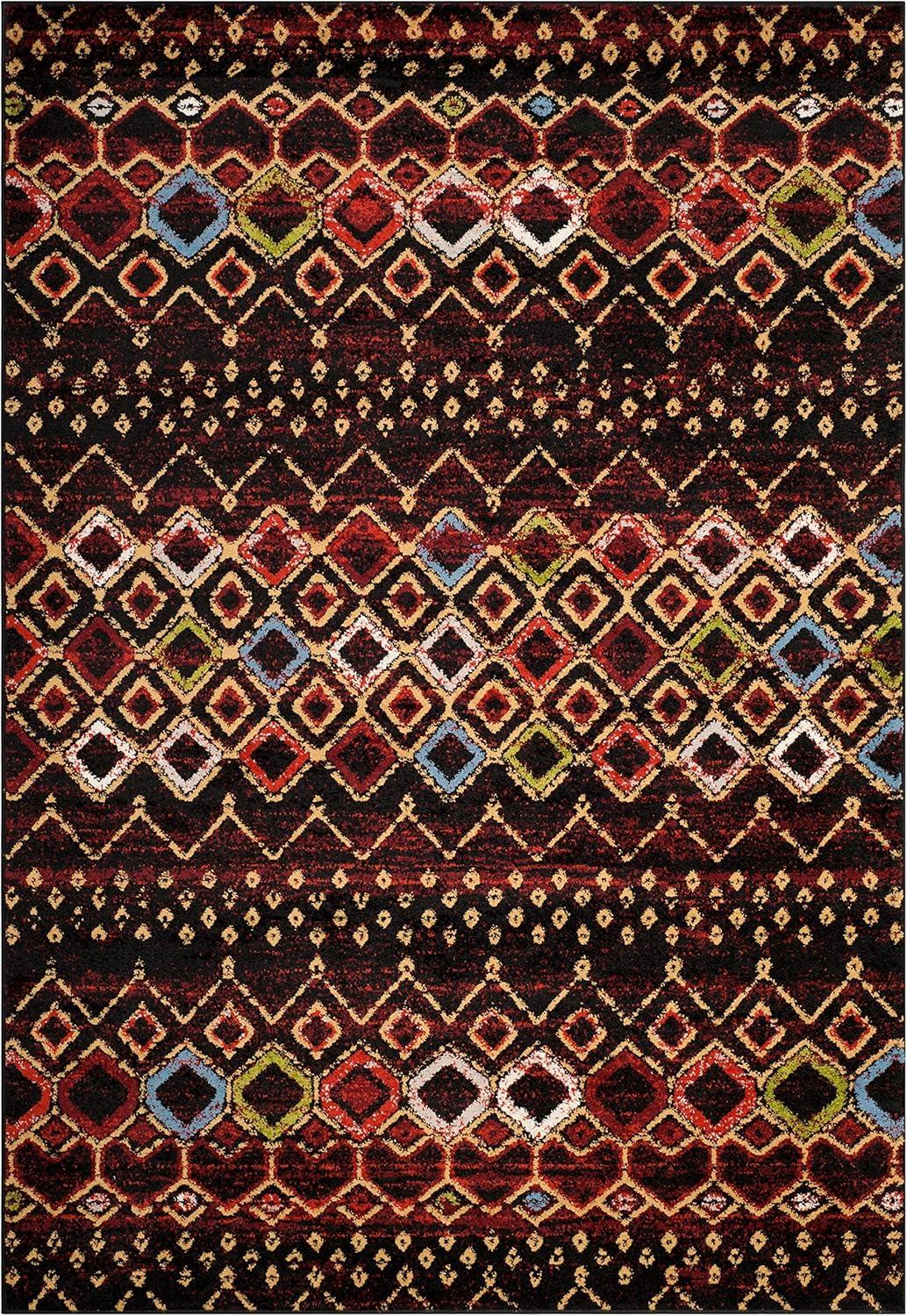 image:imageSAFAVIEH Amsterdam Collection Area Rug 8 x 10 Ivory amp Multi Moroccan Boho Design NonShedding amp Easy Care Ideal for High Traffic Areas in Living Room Bedroom AMS108KBlackMulti