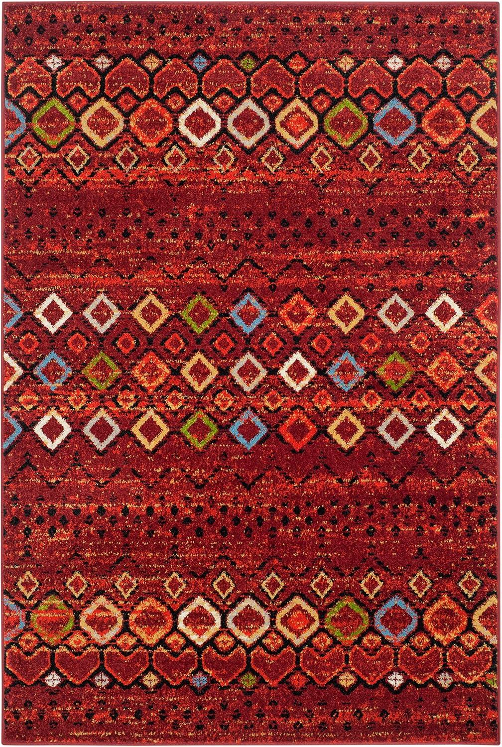 image:imageSAFAVIEH Amsterdam Collection Area Rug 8 x 10 Ivory amp Multi Moroccan Boho Design NonShedding amp Easy Care Ideal for High Traffic Areas in Living Room Bedroom AMS108KTerracottaMulti