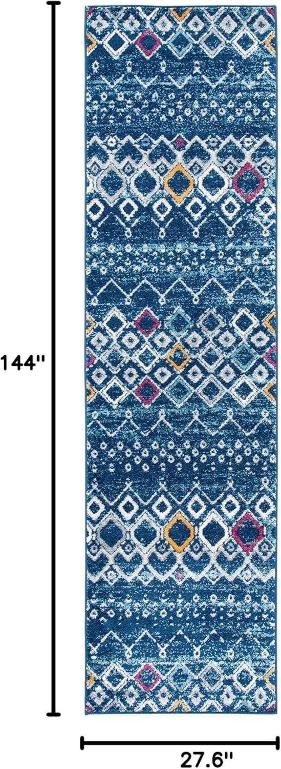 image:imageSAFAVIEH Amsterdam Collection Area Rug 8 x 10 Ivory amp Multi Moroccan Boho Design NonShedding amp Easy Care Ideal for High Traffic Areas in Living Room Bedroom AMS108KNavyTurquoise