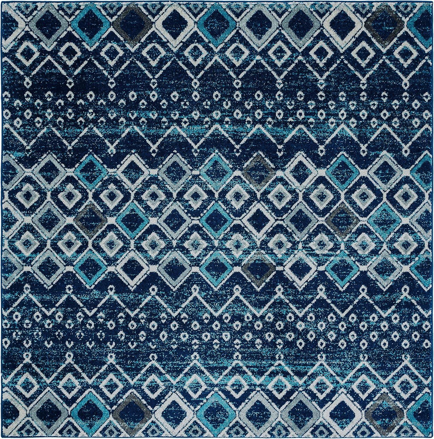 image:imageSAFAVIEH Amsterdam Collection Area Rug 8 x 10 Ivory amp Multi Moroccan Boho Design NonShedding amp Easy Care Ideal for High Traffic Areas in Living Room Bedroom AMS108KNavyBeige