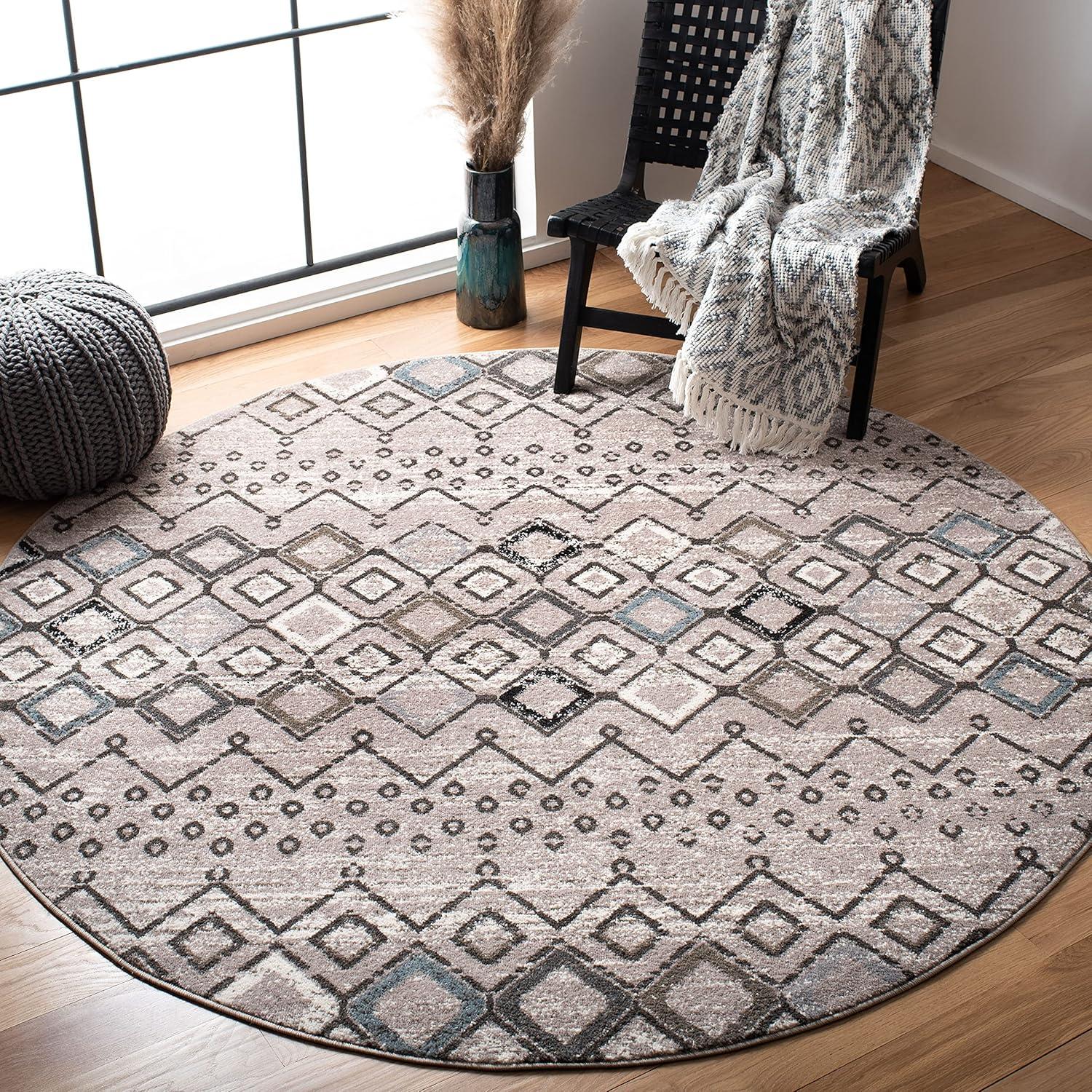 image:imageSAFAVIEH Amsterdam Collection Area Rug 8 x 10 Ivory amp Multi Moroccan Boho Design NonShedding amp Easy Care Ideal for High Traffic Areas in Living Room Bedroom AMS108KLight GreyBrown
