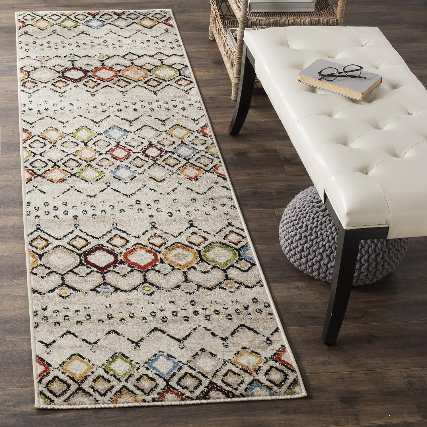 image:imageSAFAVIEH Amsterdam Collection Area Rug 8 x 10 Ivory amp Multi Moroccan Boho Design NonShedding amp Easy Care Ideal for High Traffic Areas in Living Room Bedroom AMS108KIvoryMulti