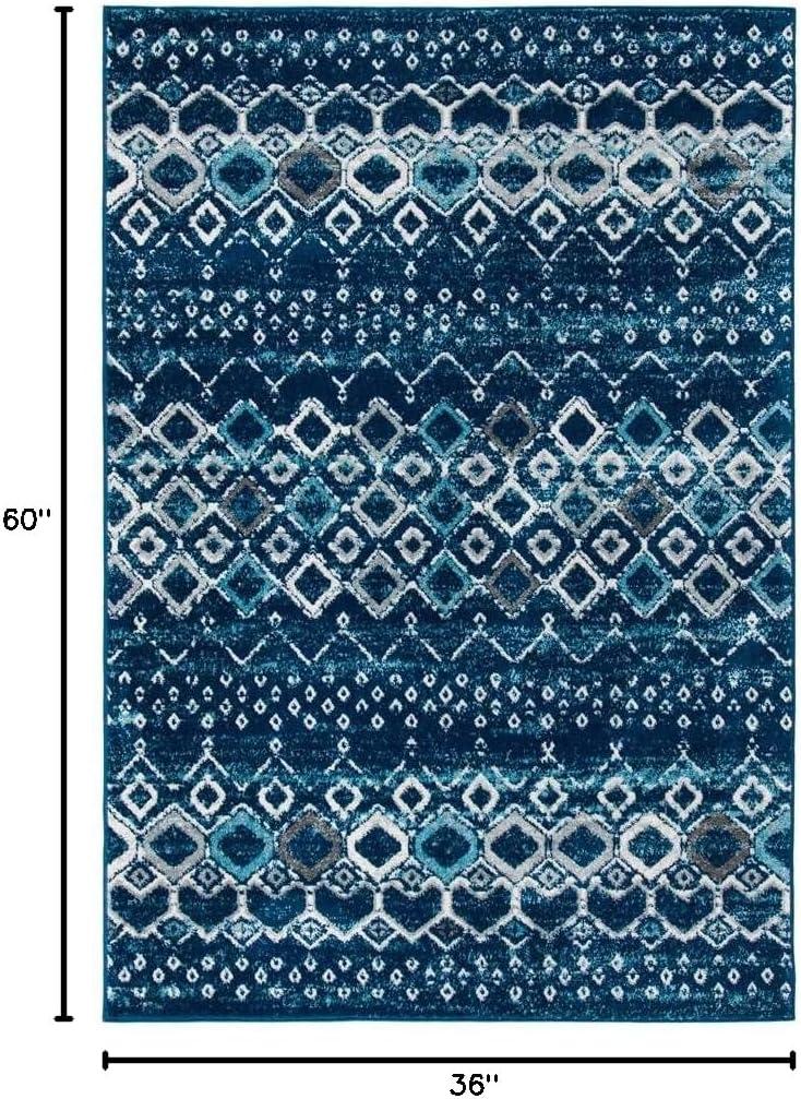 image:imageSAFAVIEH Amsterdam Collection Area Rug 8 x 10 Ivory amp Multi Moroccan Boho Design NonShedding amp Easy Care Ideal for High Traffic Areas in Living Room Bedroom AMS108KNavyBeige