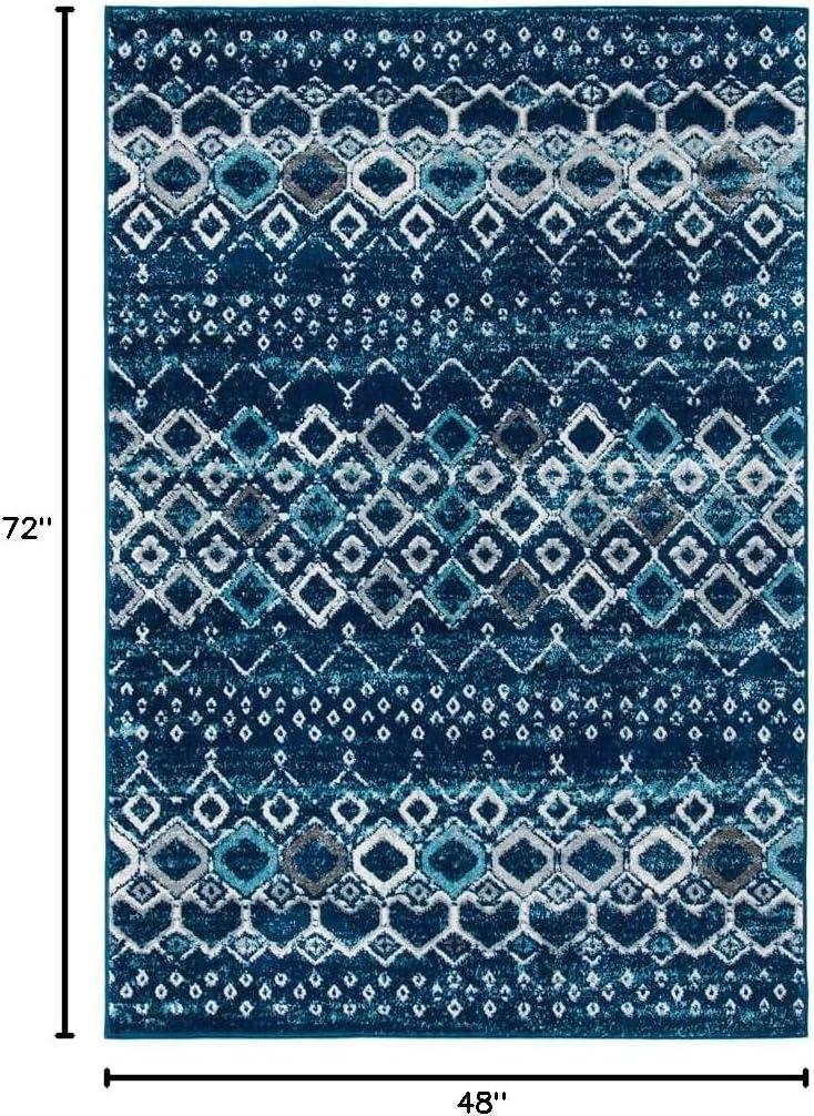 image:imageSAFAVIEH Amsterdam Collection Area Rug 8 x 10 Ivory amp Multi Moroccan Boho Design NonShedding amp Easy Care Ideal for High Traffic Areas in Living Room Bedroom AMS108KNavyBeige