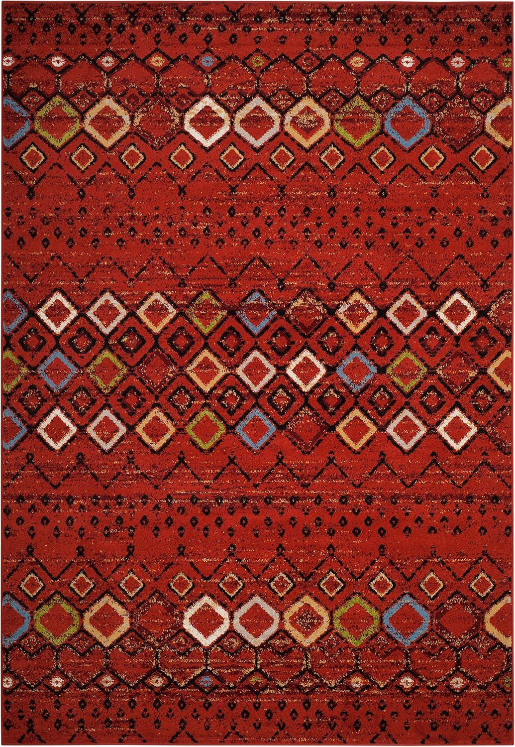image:imageSAFAVIEH Amsterdam Collection Area Rug 8 x 10 Ivory amp Multi Moroccan Boho Design NonShedding amp Easy Care Ideal for High Traffic Areas in Living Room Bedroom AMS108KTerracottaMulti