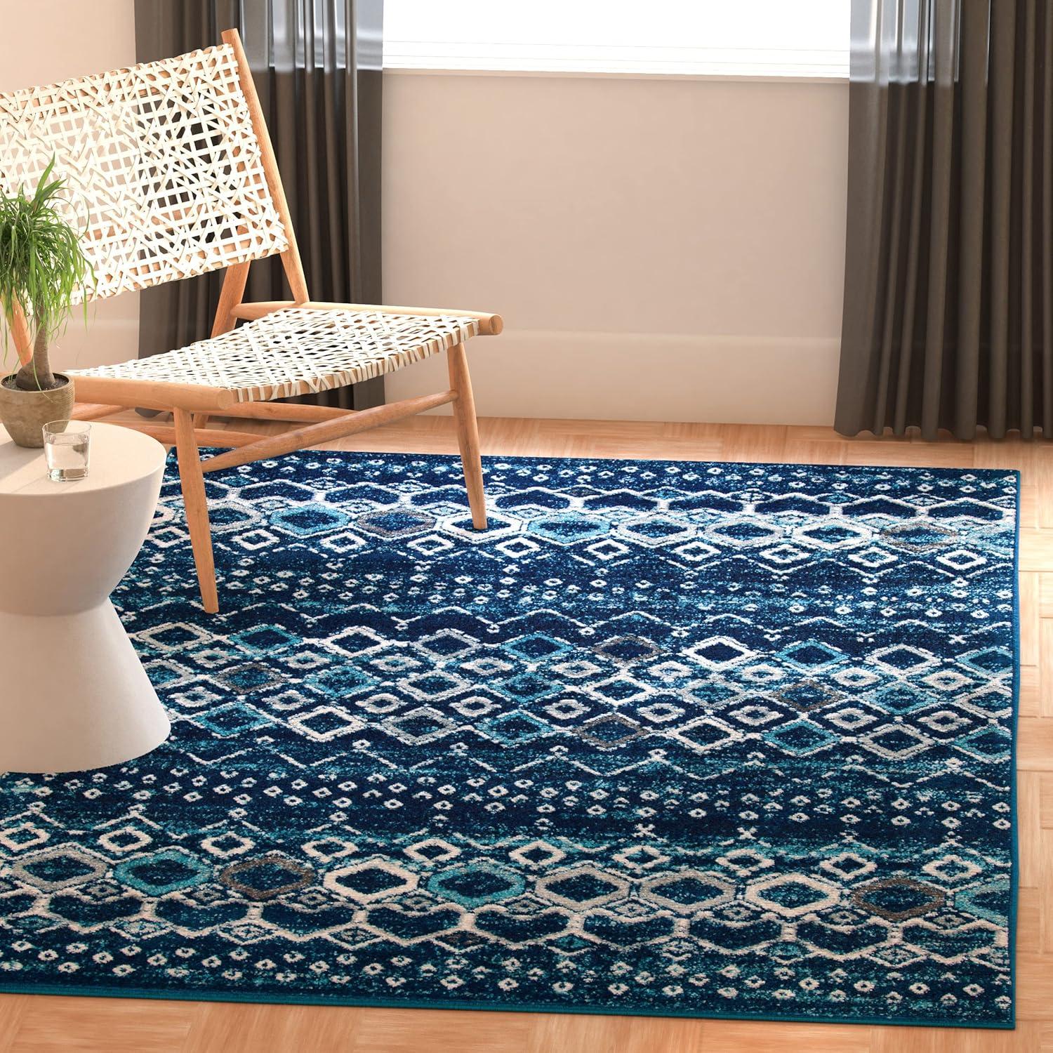image:imageSAFAVIEH Amsterdam Collection Area Rug 8 x 10 Ivory amp Multi Moroccan Boho Design NonShedding amp Easy Care Ideal for High Traffic Areas in Living Room Bedroom AMS108KNavyBeige
