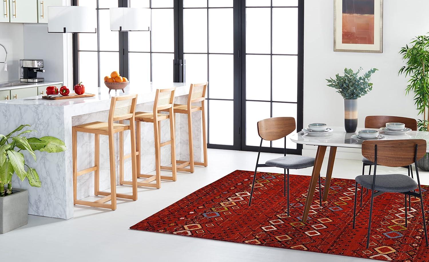 image:imageSAFAVIEH Amsterdam Collection Area Rug 8 x 10 Ivory amp Multi Moroccan Boho Design NonShedding amp Easy Care Ideal for High Traffic Areas in Living Room Bedroom AMS108KTerracottaMulti