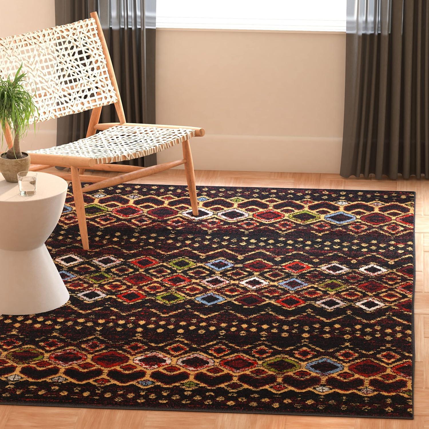 image:imageSAFAVIEH Amsterdam Collection Area Rug 8 x 10 Ivory amp Multi Moroccan Boho Design NonShedding amp Easy Care Ideal for High Traffic Areas in Living Room Bedroom AMS108KBlackMulti