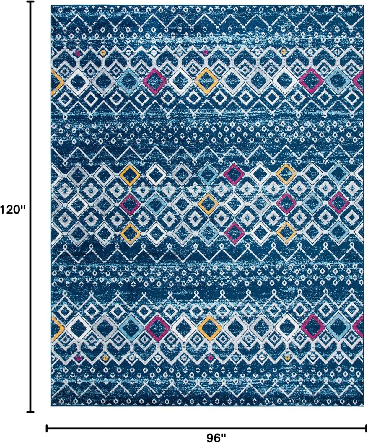 image:imageSAFAVIEH Amsterdam Collection Area Rug 8 x 10 Ivory amp Multi Moroccan Boho Design NonShedding amp Easy Care Ideal for High Traffic Areas in Living Room Bedroom AMS108KNavyTurquoise