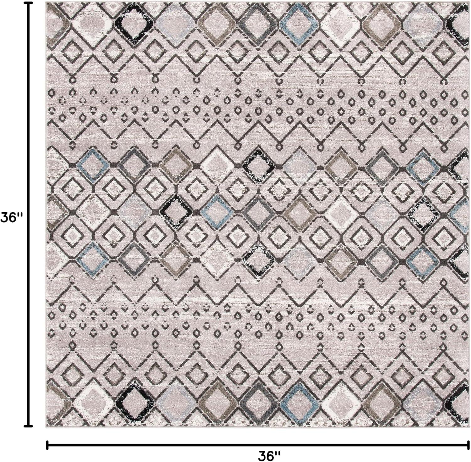 image:imageSAFAVIEH Amsterdam Collection Area Rug 8 x 10 Ivory amp Multi Moroccan Boho Design NonShedding amp Easy Care Ideal for High Traffic Areas in Living Room Bedroom AMS108KLight GreyBrown