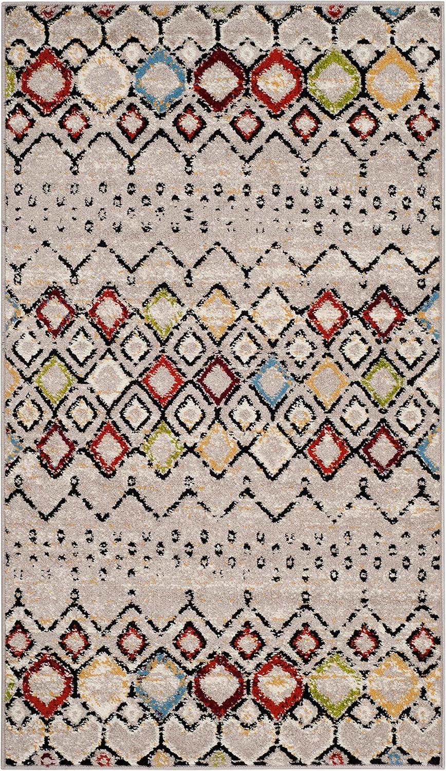 image:imageSAFAVIEH Amsterdam Collection Area Rug 8 x 10 Ivory amp Multi Moroccan Boho Design NonShedding amp Easy Care Ideal for High Traffic Areas in Living Room Bedroom AMS108KLight GreyMulti