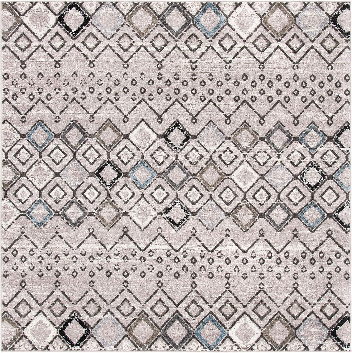 image:imageSAFAVIEH Amsterdam Collection Area Rug 8 x 10 Ivory amp Multi Moroccan Boho Design NonShedding amp Easy Care Ideal for High Traffic Areas in Living Room Bedroom AMS108KLight GreyBrown