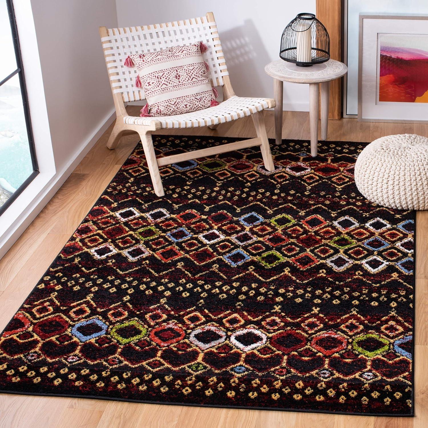 image:imageSAFAVIEH Amsterdam Collection Area Rug 8 x 10 Ivory amp Multi Moroccan Boho Design NonShedding amp Easy Care Ideal for High Traffic Areas in Living Room Bedroom AMS108KBlackMulti