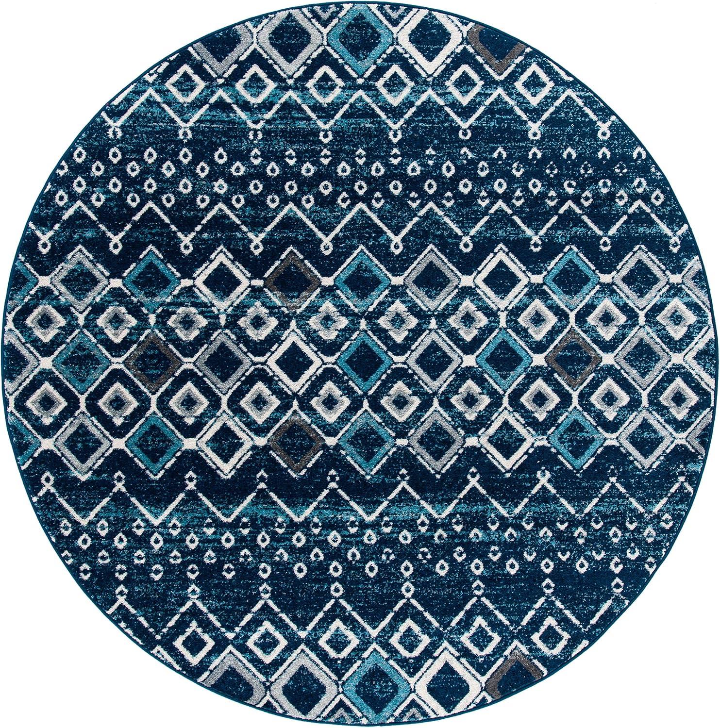 image:imageSAFAVIEH Amsterdam Collection Area Rug 8 x 10 Ivory amp Multi Moroccan Boho Design NonShedding amp Easy Care Ideal for High Traffic Areas in Living Room Bedroom AMS108KNavyBeige
