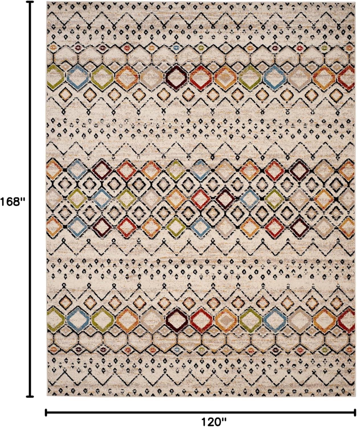 image:imageSAFAVIEH Amsterdam Collection Area Rug 8 x 10 Ivory amp Multi Moroccan Boho Design NonShedding amp Easy Care Ideal for High Traffic Areas in Living Room Bedroom AMS108KIvoryMulti