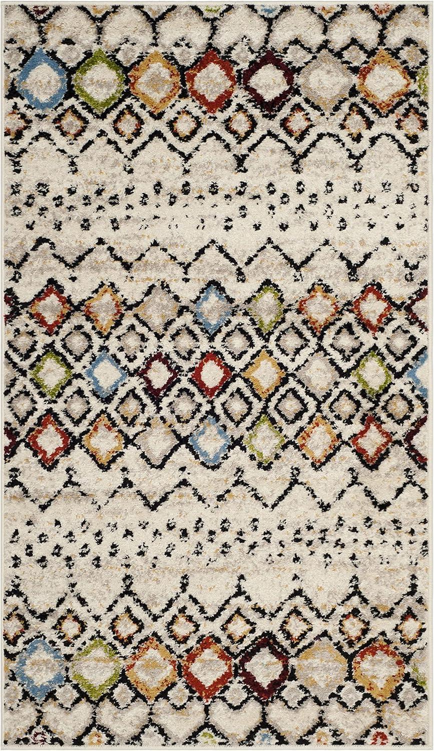 image:imageSAFAVIEH Amsterdam Collection Area Rug 8 x 10 Ivory amp Multi Moroccan Boho Design NonShedding amp Easy Care Ideal for High Traffic Areas in Living Room Bedroom AMS108KIvoryMulti