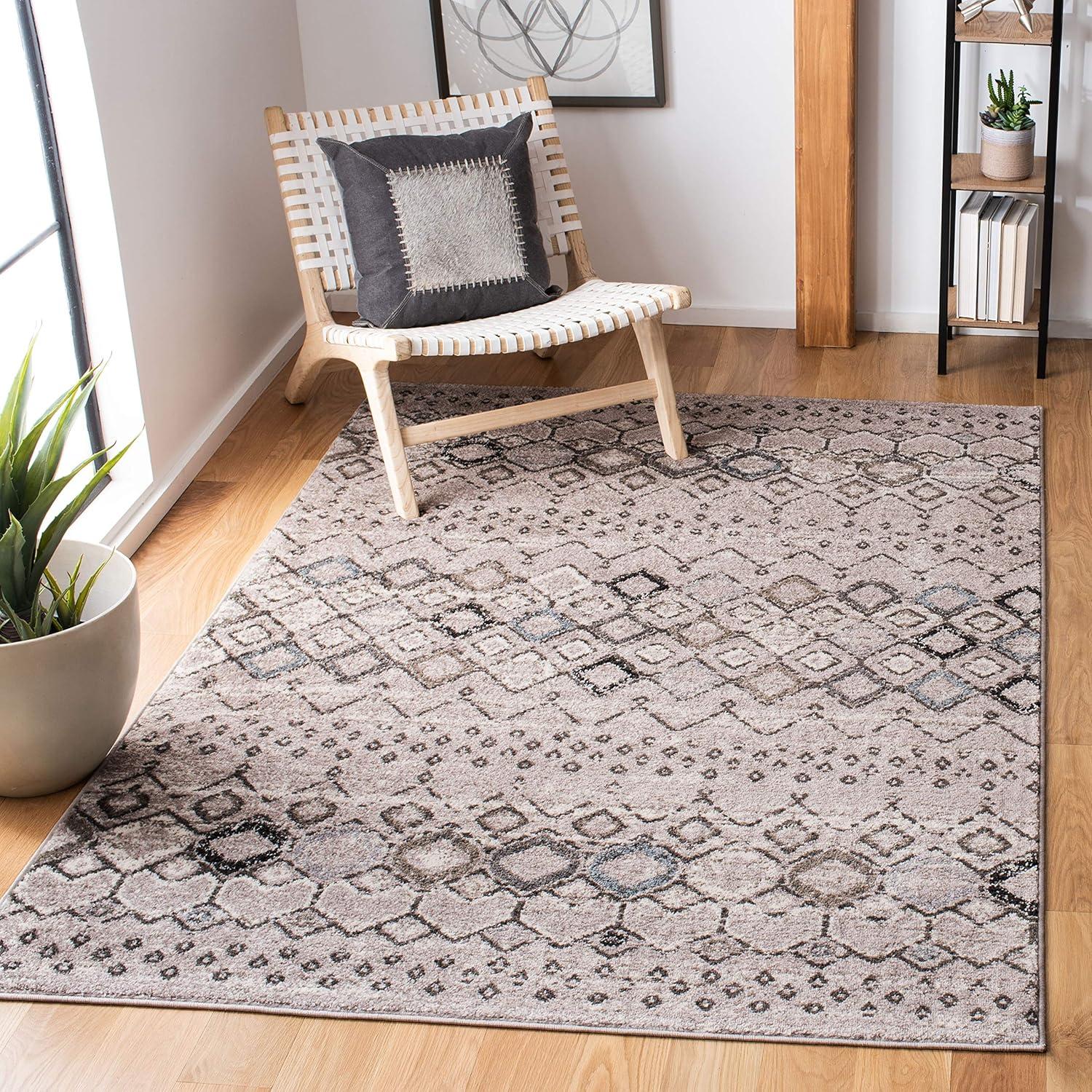 image:imageSAFAVIEH Amsterdam Collection Area Rug 8 x 10 Ivory amp Multi Moroccan Boho Design NonShedding amp Easy Care Ideal for High Traffic Areas in Living Room Bedroom AMS108KLight GreyBrown