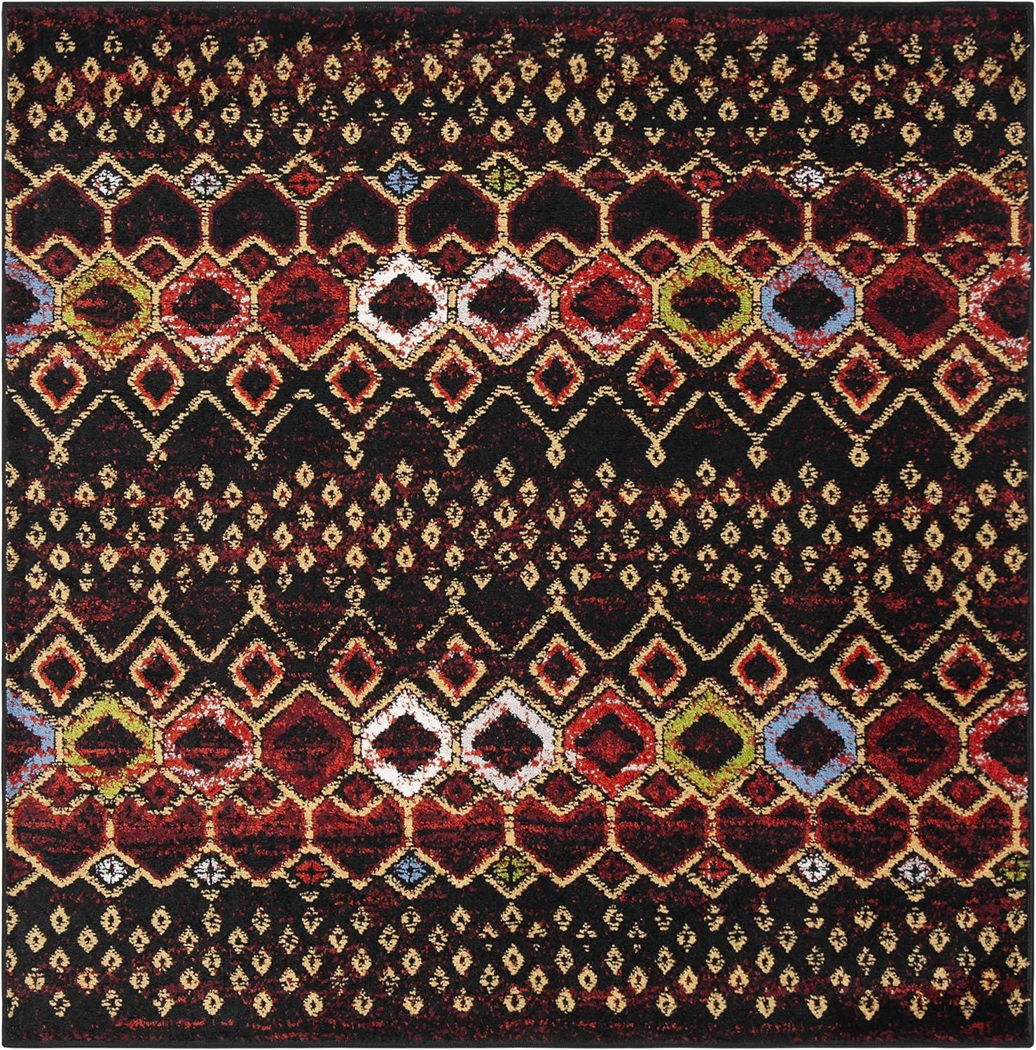 image:imageSAFAVIEH Amsterdam Collection Area Rug 8 x 10 Ivory amp Multi Moroccan Boho Design NonShedding amp Easy Care Ideal for High Traffic Areas in Living Room Bedroom AMS108KBlackMulti