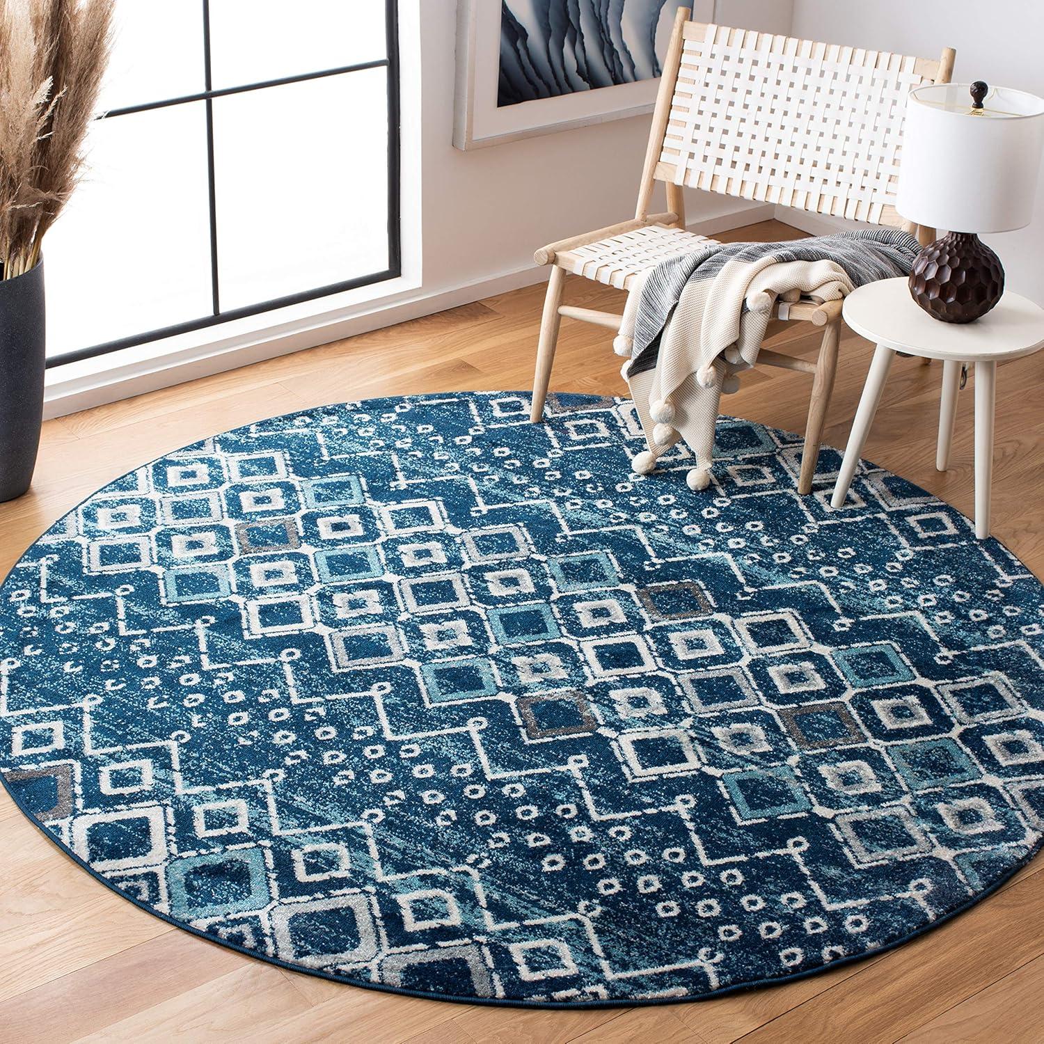 image:imageSAFAVIEH Amsterdam Collection Area Rug 8 x 10 Ivory amp Multi Moroccan Boho Design NonShedding amp Easy Care Ideal for High Traffic Areas in Living Room Bedroom AMS108KNavyBeige