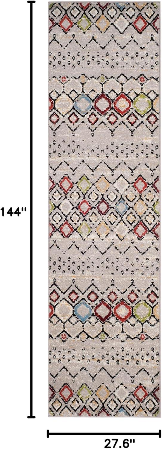 image:imageSAFAVIEH Amsterdam Collection Area Rug 8 x 10 Ivory amp Multi Moroccan Boho Design NonShedding amp Easy Care Ideal for High Traffic Areas in Living Room Bedroom AMS108KLight GreyMulti