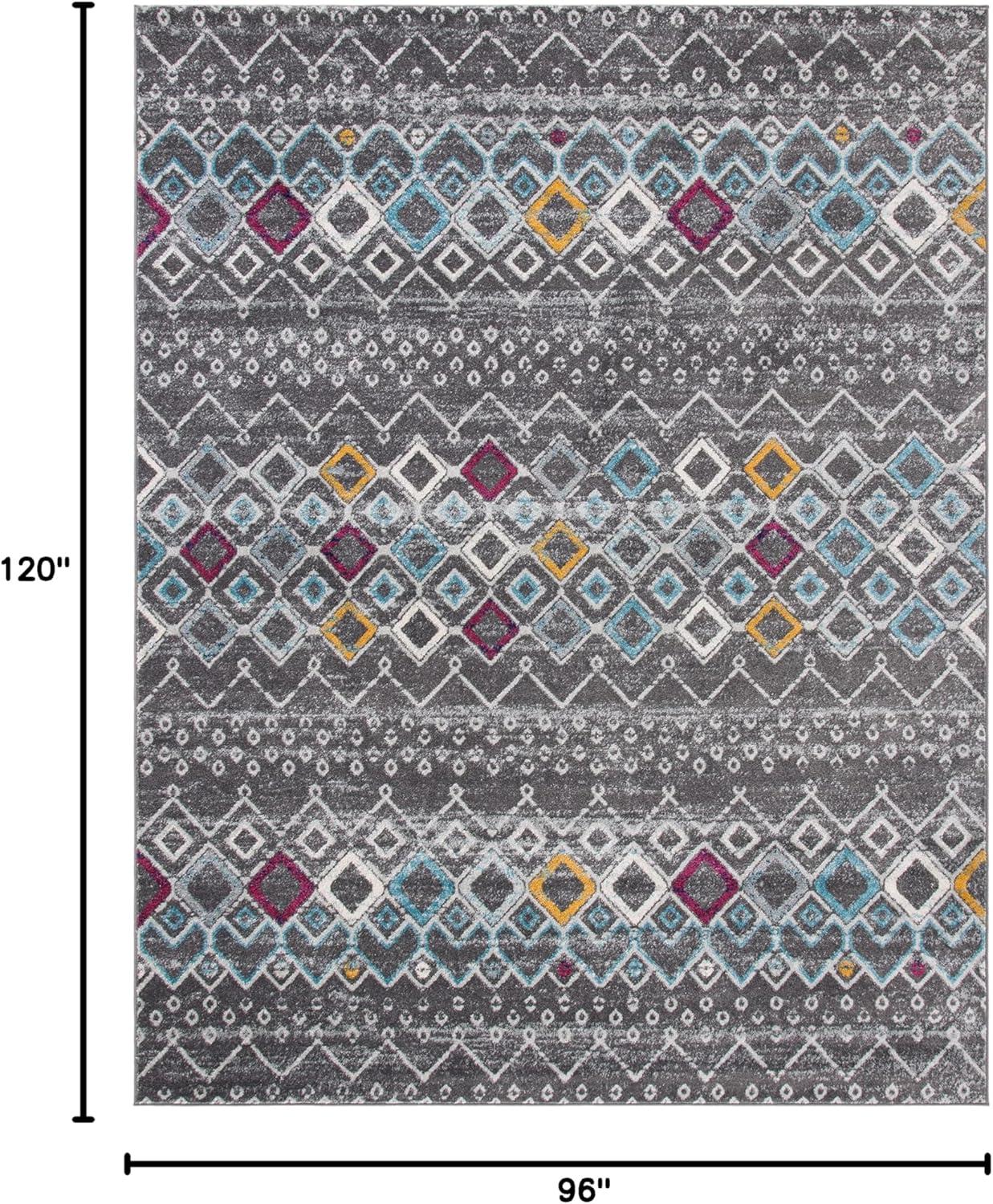 image:imageSAFAVIEH Amsterdam Collection Area Rug 8 x 10 Ivory amp Multi Moroccan Boho Design NonShedding amp Easy Care Ideal for High Traffic Areas in Living Room Bedroom AMS108KDark GreyIvory