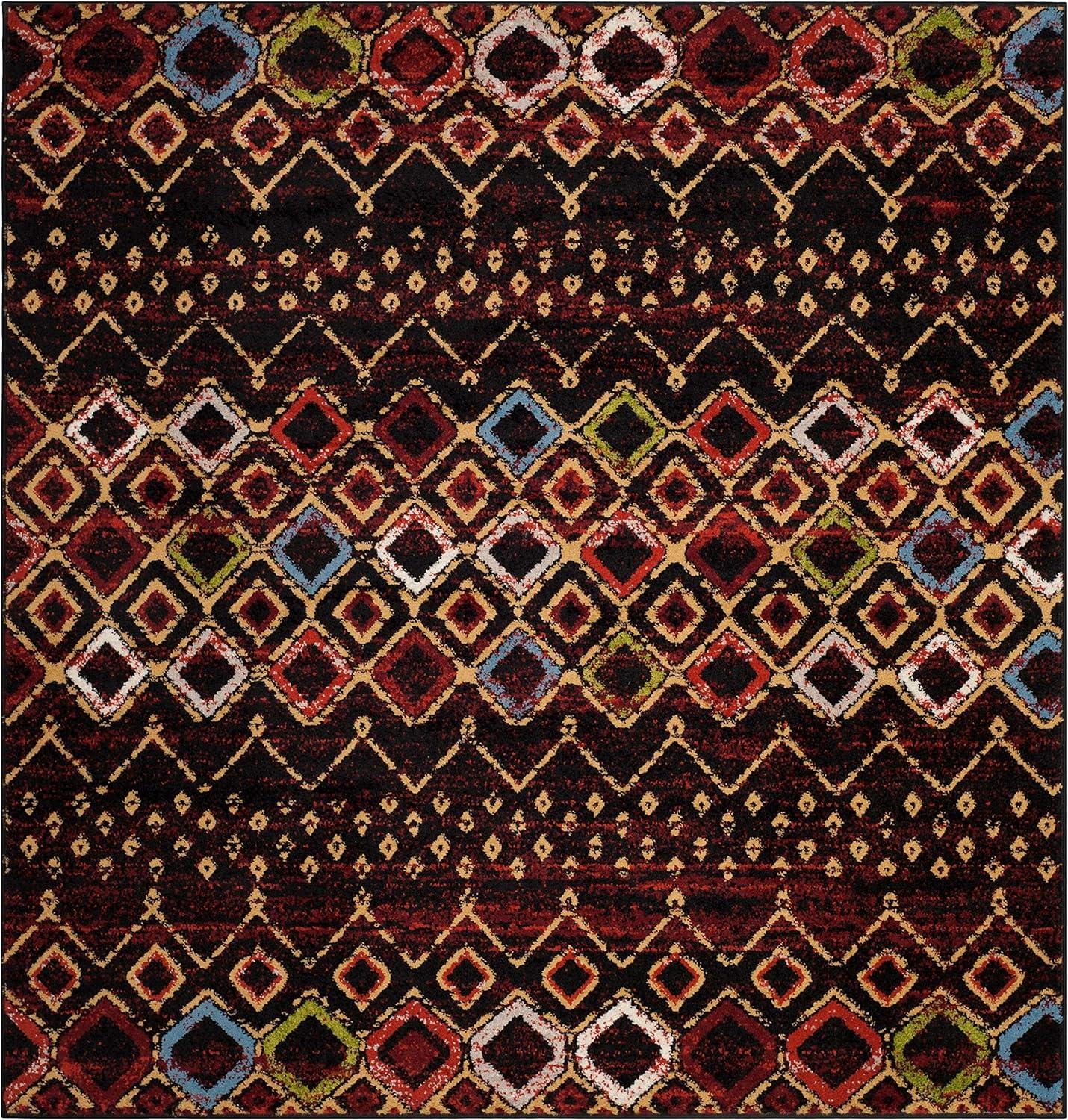 image:imageSAFAVIEH Amsterdam Collection Area Rug 8 x 10 Ivory amp Multi Moroccan Boho Design NonShedding amp Easy Care Ideal for High Traffic Areas in Living Room Bedroom AMS108KBlackMulti