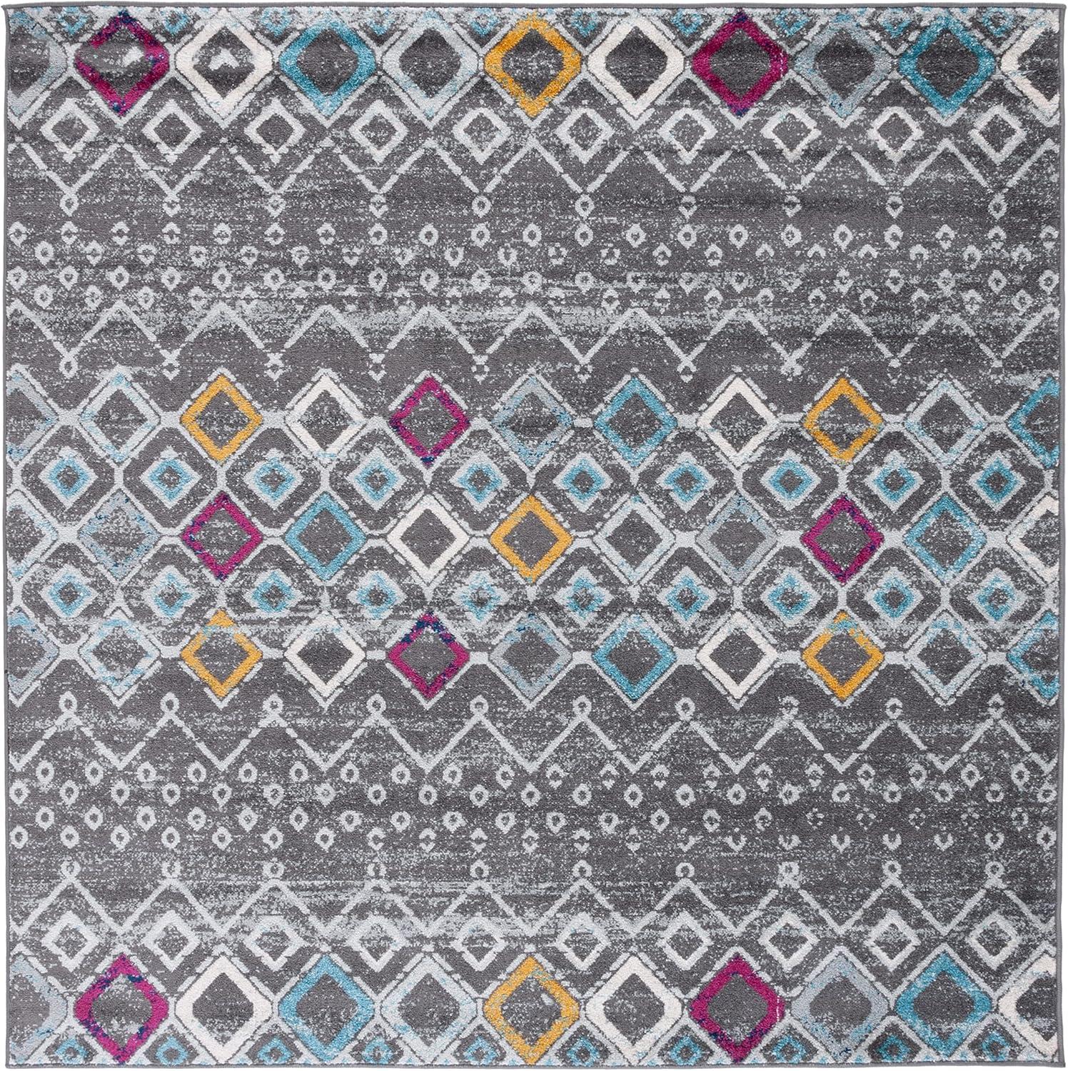 image:imageSAFAVIEH Amsterdam Collection Area Rug 8 x 10 Ivory amp Multi Moroccan Boho Design NonShedding amp Easy Care Ideal for High Traffic Areas in Living Room Bedroom AMS108KDark GreyIvory