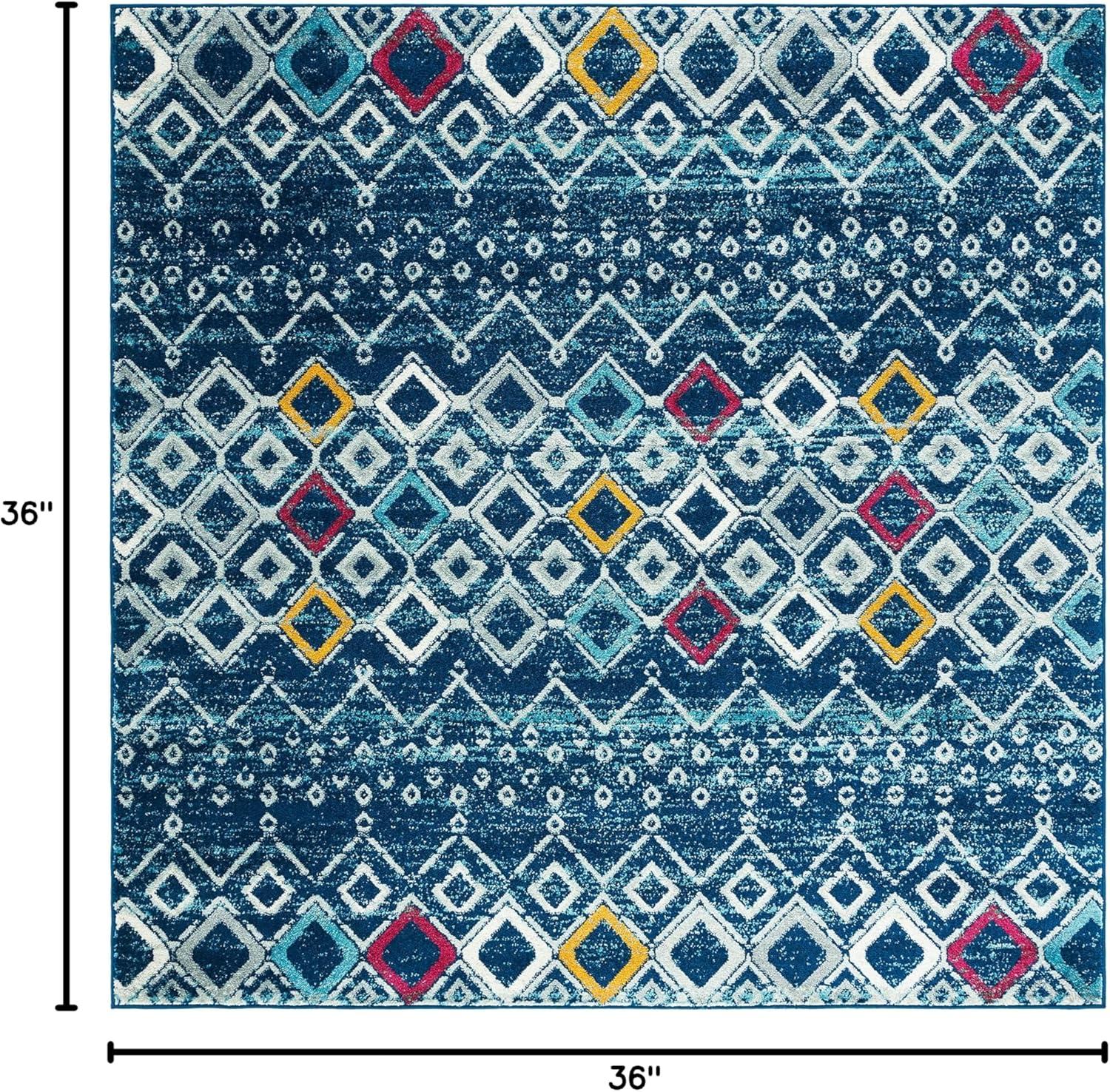 image:imageSAFAVIEH Amsterdam Collection Area Rug 8 x 10 Ivory amp Multi Moroccan Boho Design NonShedding amp Easy Care Ideal for High Traffic Areas in Living Room Bedroom AMS108KNavyTurquoise