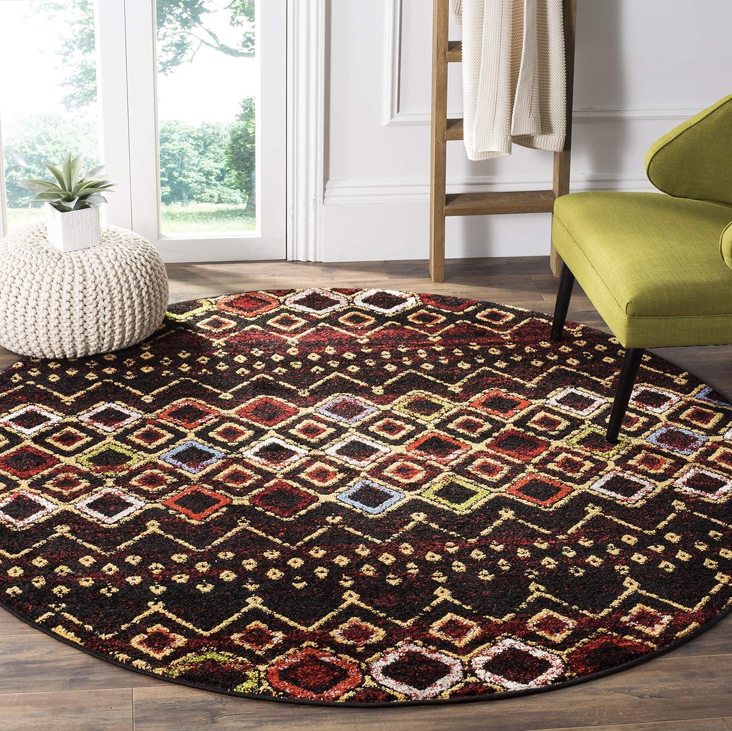 image:imageSAFAVIEH Amsterdam Collection Area Rug 8 x 10 Ivory amp Multi Moroccan Boho Design NonShedding amp Easy Care Ideal for High Traffic Areas in Living Room Bedroom AMS108KBlackMulti