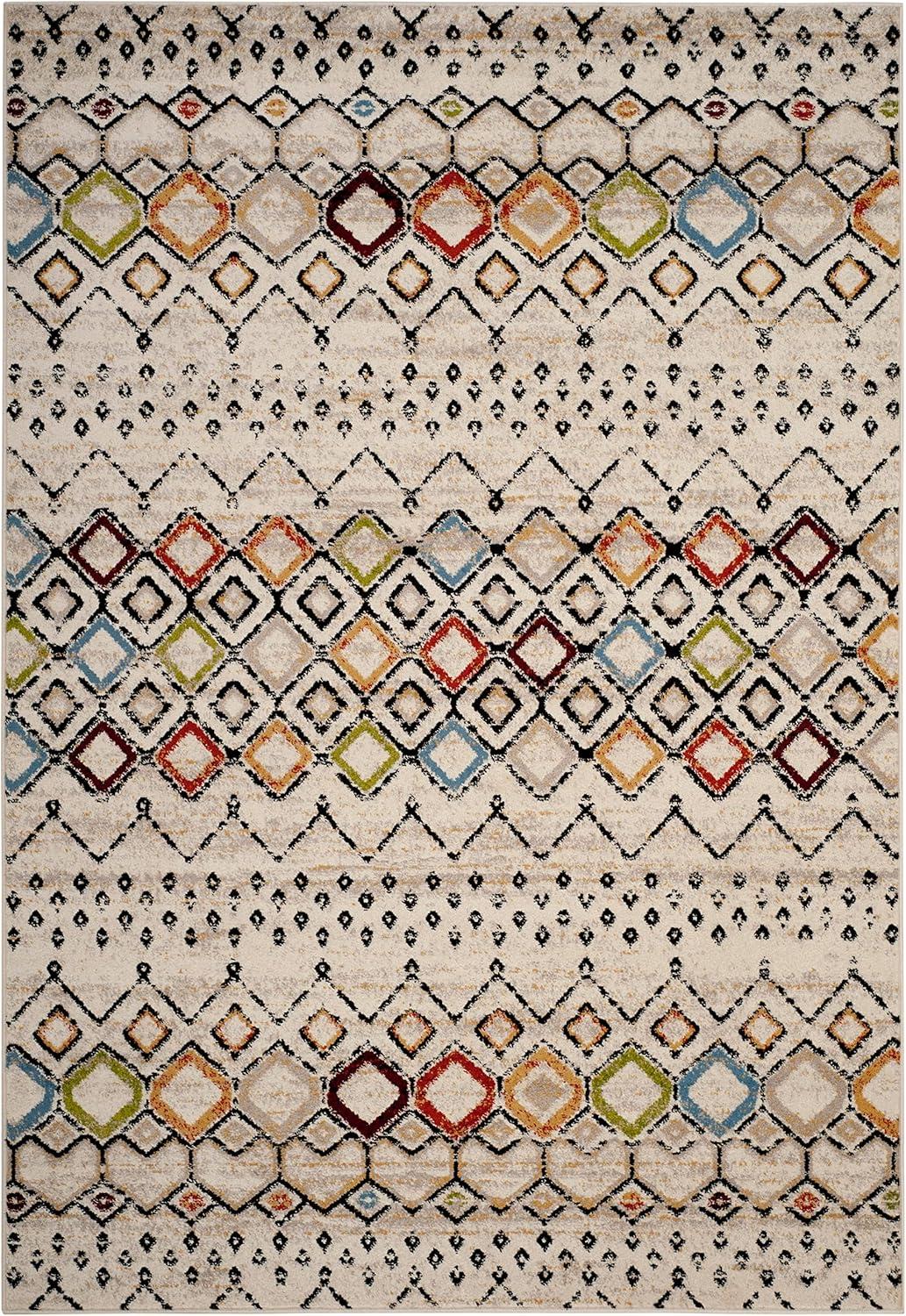 image:imageSAFAVIEH Amsterdam Collection Area Rug 8 x 10 Ivory amp Multi Moroccan Boho Design NonShedding amp Easy Care Ideal for High Traffic Areas in Living Room Bedroom AMS108KIvoryMulti