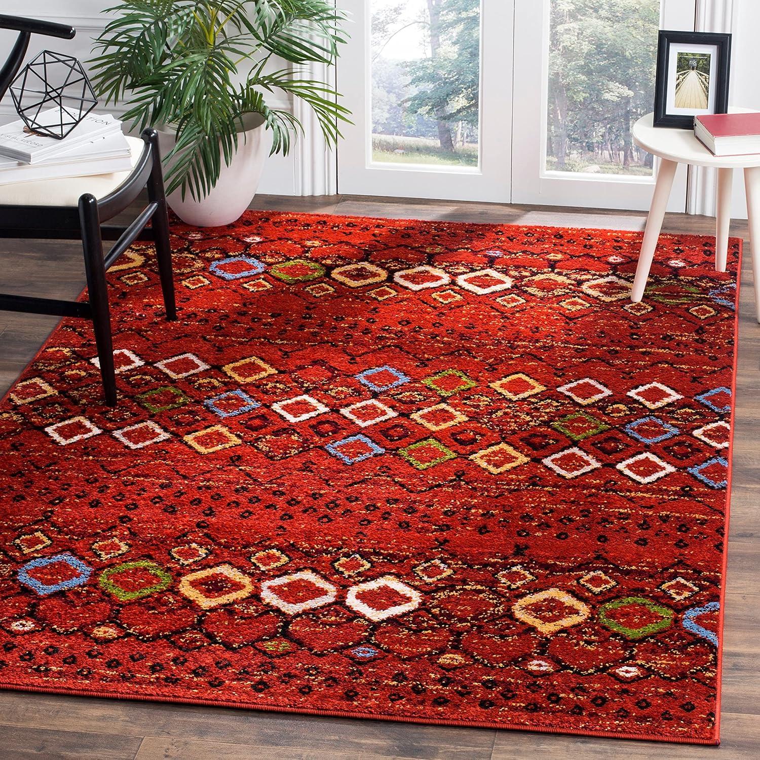 image:imageSAFAVIEH Amsterdam Collection Area Rug 8 x 10 Ivory amp Multi Moroccan Boho Design NonShedding amp Easy Care Ideal for High Traffic Areas in Living Room Bedroom AMS108KTerracottaMulti