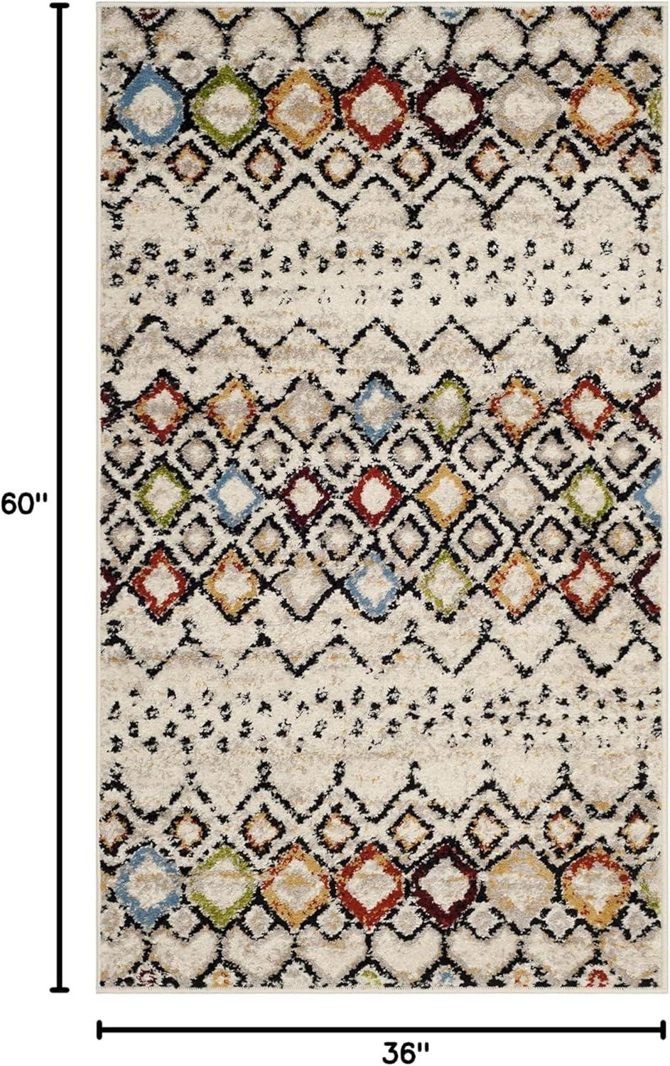 image:imageSAFAVIEH Amsterdam Collection Area Rug 8 x 10 Ivory amp Multi Moroccan Boho Design NonShedding amp Easy Care Ideal for High Traffic Areas in Living Room Bedroom AMS108KIvoryMulti