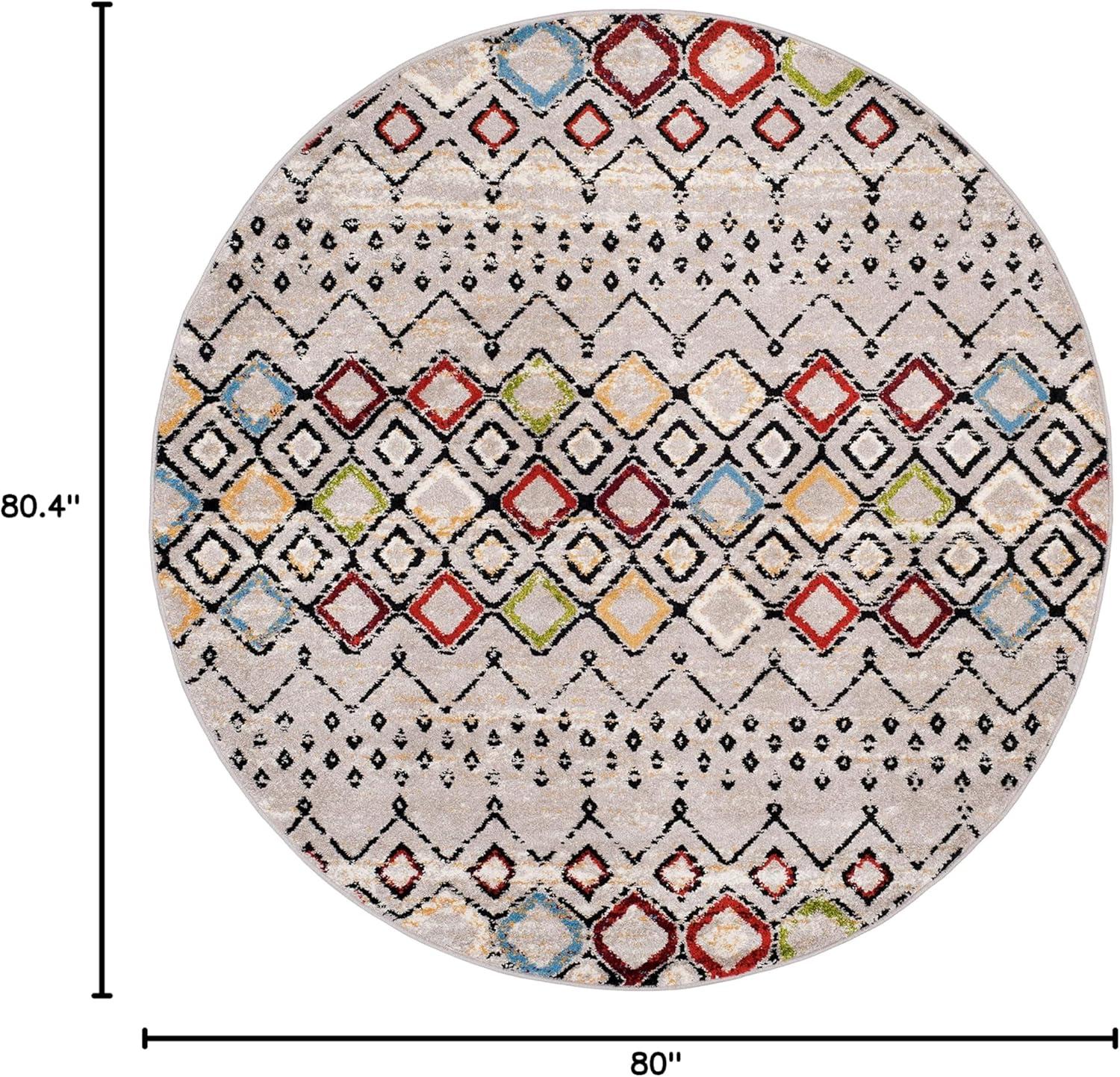 image:imageSAFAVIEH Amsterdam Collection Area Rug 8 x 10 Ivory amp Multi Moroccan Boho Design NonShedding amp Easy Care Ideal for High Traffic Areas in Living Room Bedroom AMS108KLight GreyMulti