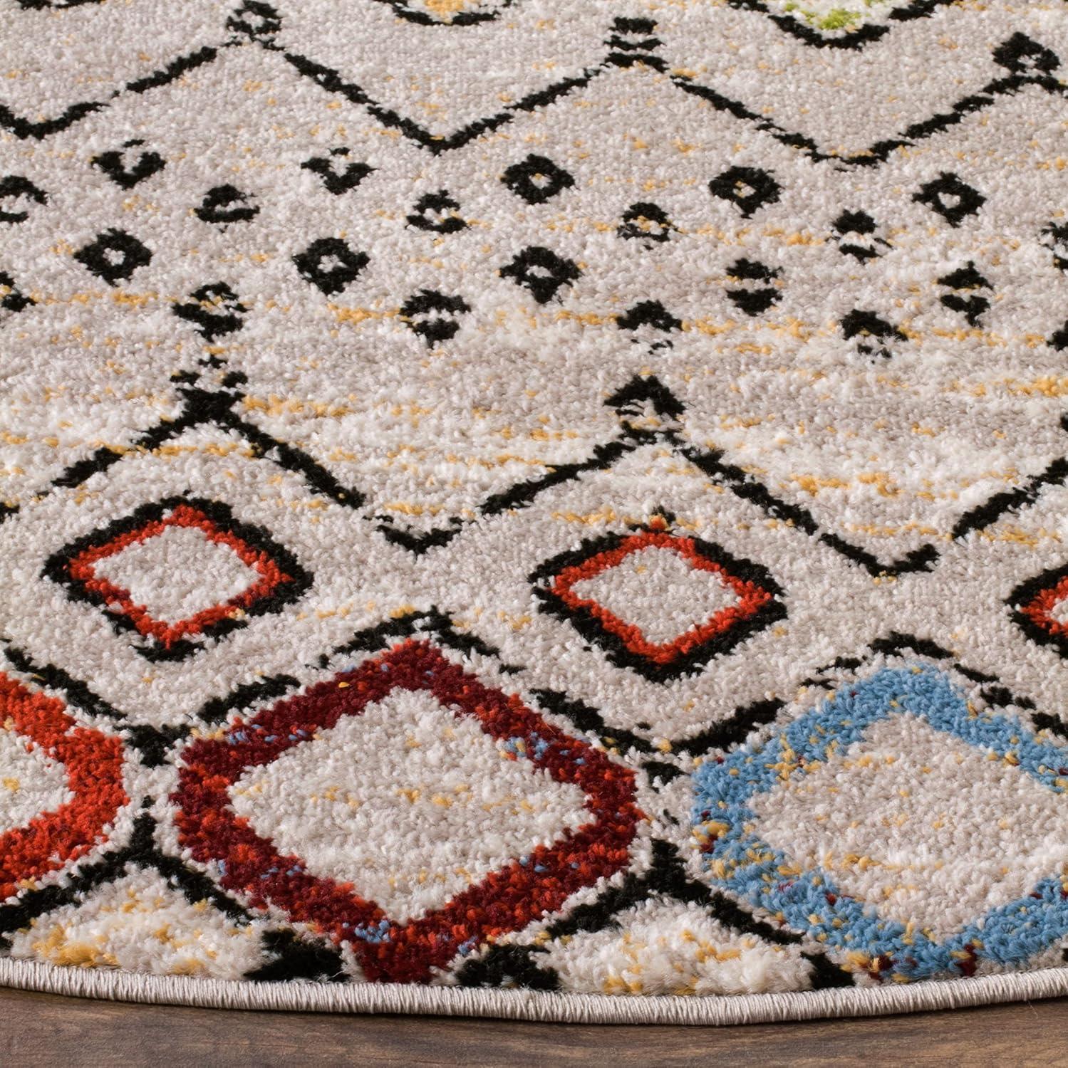 image:imageSAFAVIEH Amsterdam Collection Area Rug 8 x 10 Ivory amp Multi Moroccan Boho Design NonShedding amp Easy Care Ideal for High Traffic Areas in Living Room Bedroom AMS108KLight GreyMulti