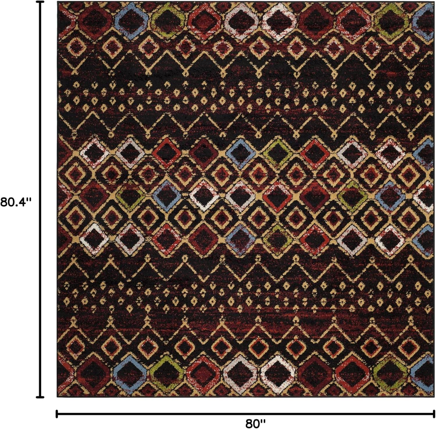 image:imageSAFAVIEH Amsterdam Collection Area Rug 8 x 10 Ivory amp Multi Moroccan Boho Design NonShedding amp Easy Care Ideal for High Traffic Areas in Living Room Bedroom AMS108KBlackMulti