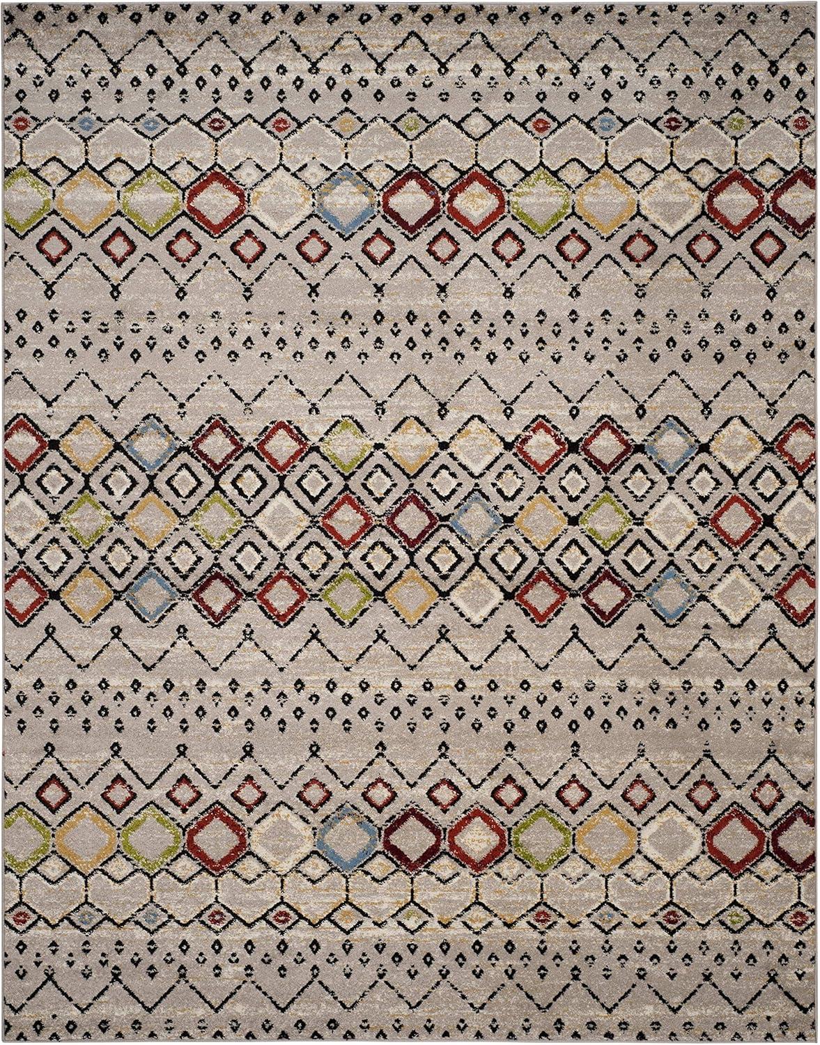 image:imageSAFAVIEH Amsterdam Collection Area Rug 8 x 10 Ivory amp Multi Moroccan Boho Design NonShedding amp Easy Care Ideal for High Traffic Areas in Living Room Bedroom AMS108KLight GreyMulti