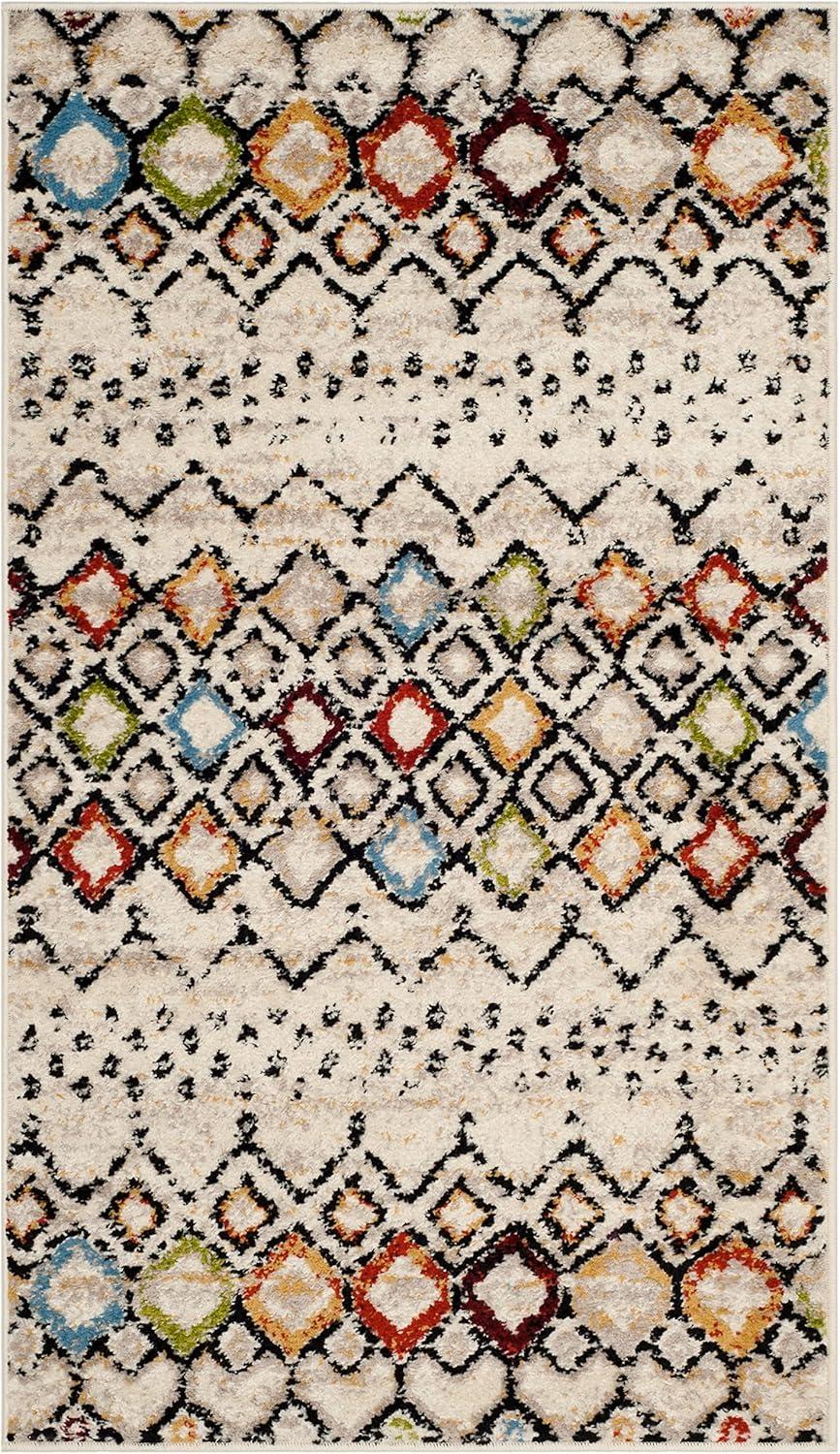 image:imageSAFAVIEH Amsterdam Collection Area Rug 8 x 10 Ivory amp Multi Moroccan Boho Design NonShedding amp Easy Care Ideal for High Traffic Areas in Living Room Bedroom AMS108KIvoryMulti