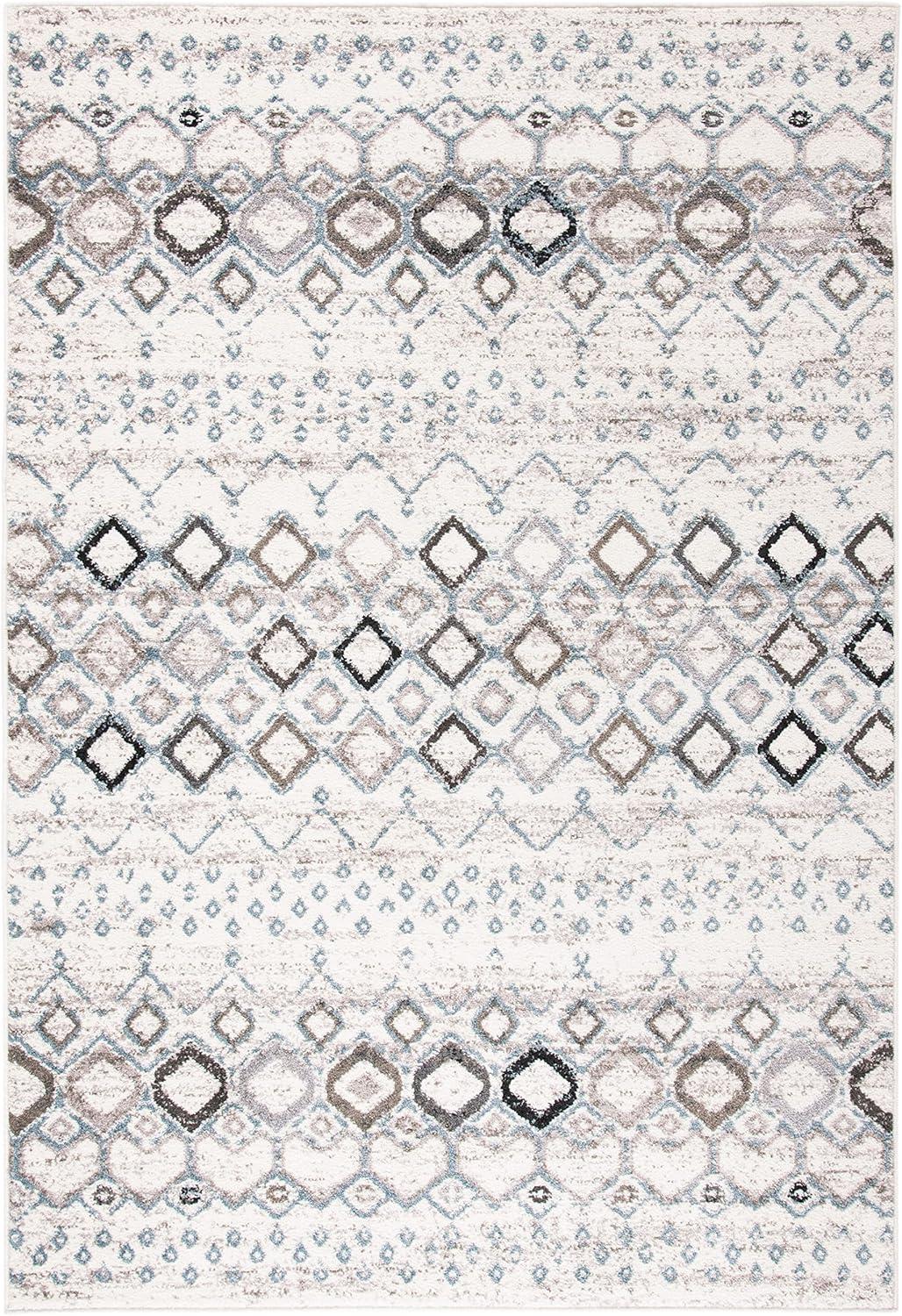 image:imageSAFAVIEH Amsterdam Collection Area Rug 8 x 10 Ivory amp Multi Moroccan Boho Design NonShedding amp Easy Care Ideal for High Traffic Areas in Living Room Bedroom AMS108KIvoryGrey