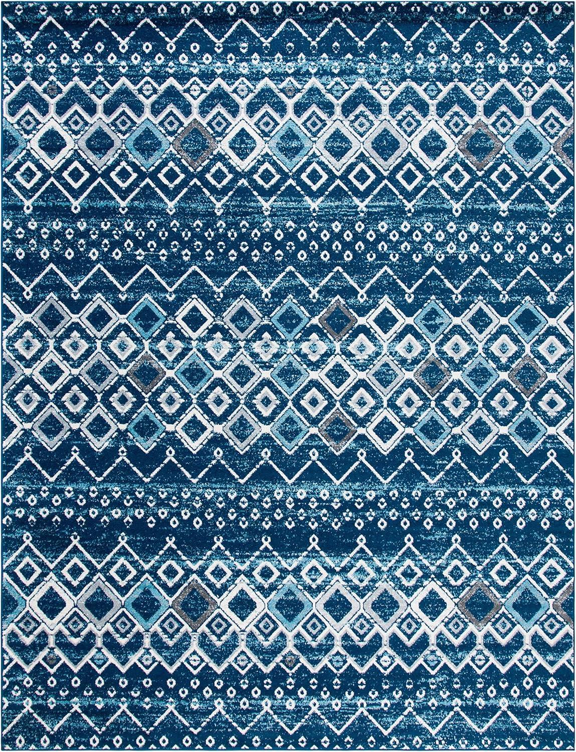 image:imageSAFAVIEH Amsterdam Collection Area Rug 8 x 10 Ivory amp Multi Moroccan Boho Design NonShedding amp Easy Care Ideal for High Traffic Areas in Living Room Bedroom AMS108KNavyBeige